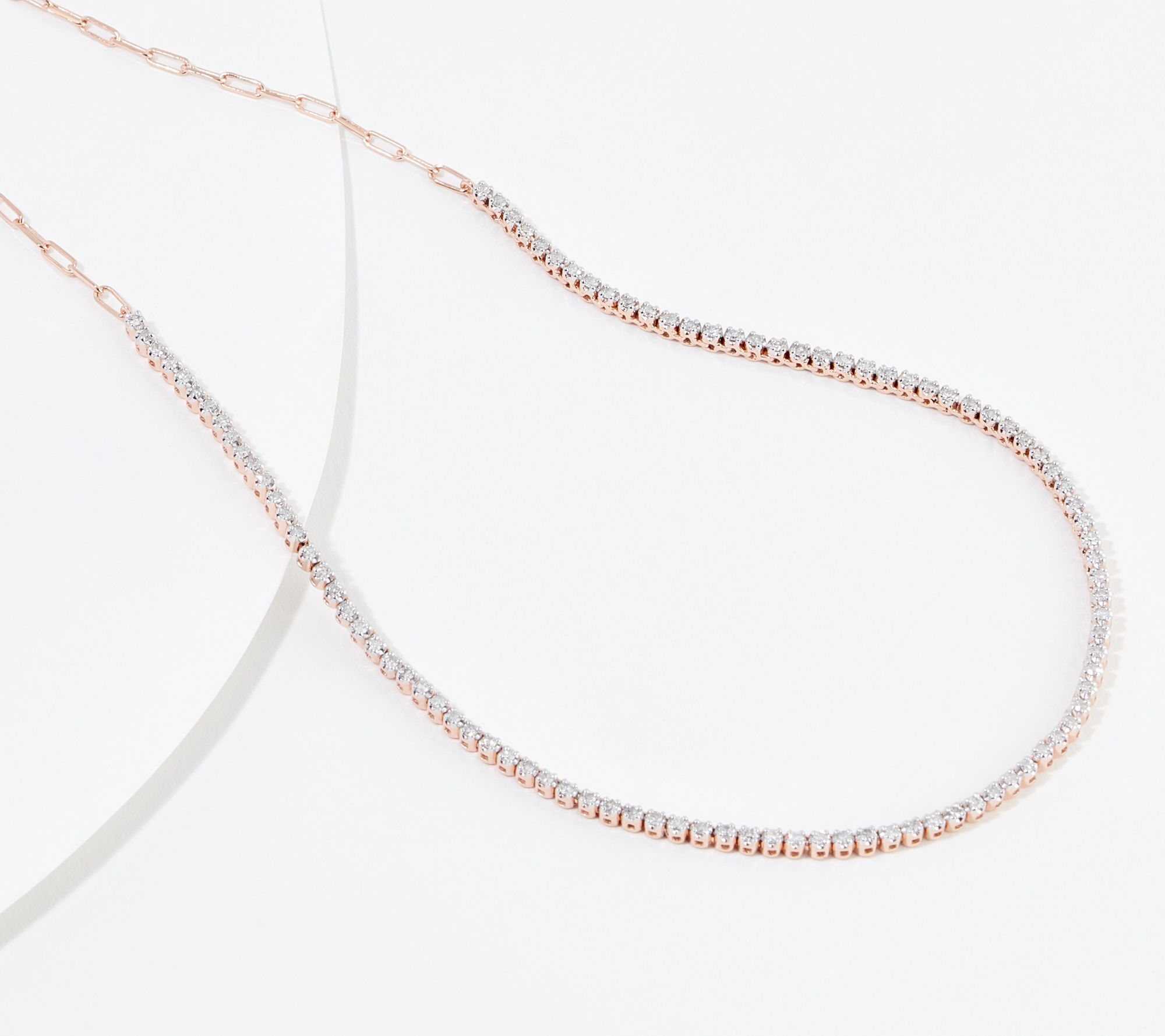 "As Is"Affinity Diamond Half Tennis Necklace Sterling Silver