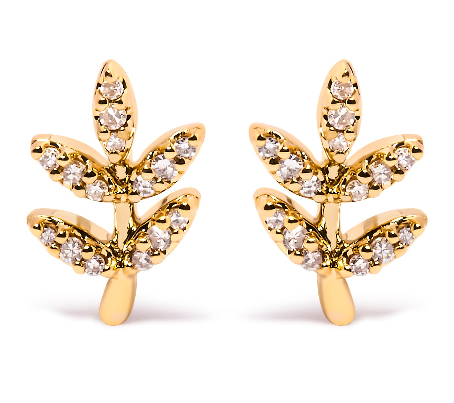 Haus of Brillia nce Diamond Lea f & Branch Earr ings, 10K Gold