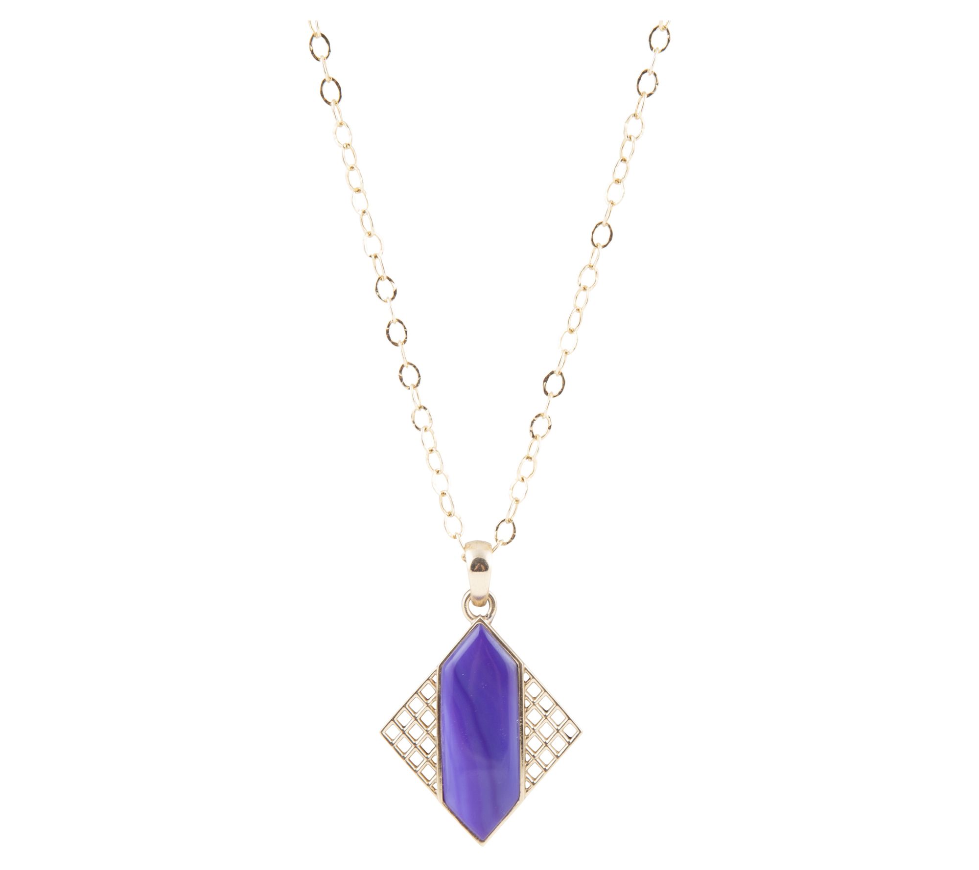 Barse Artisan Crafted Purple Agate Pendant w/ Chain