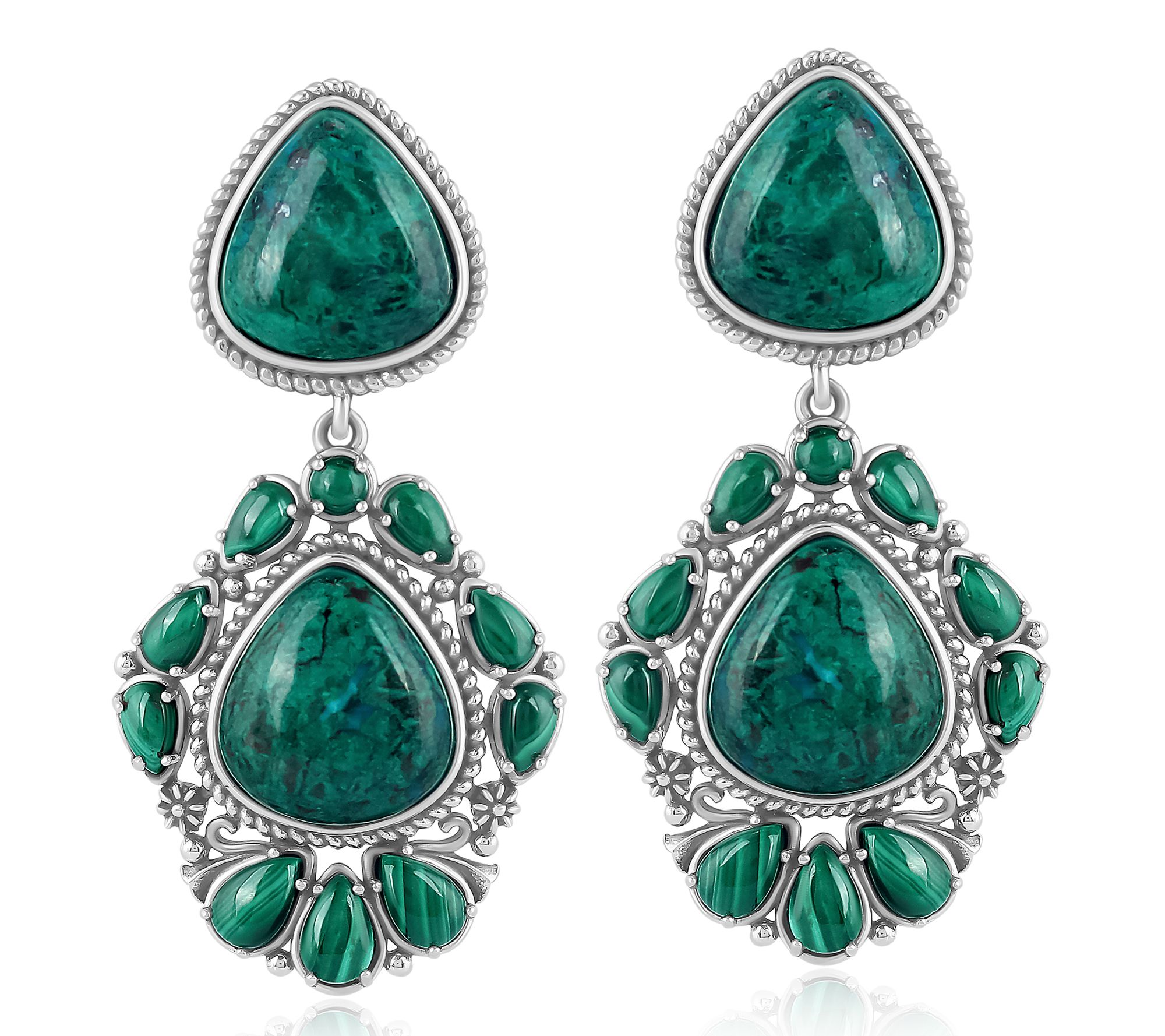 American West Sterling Gemstone Chandelier Earrings