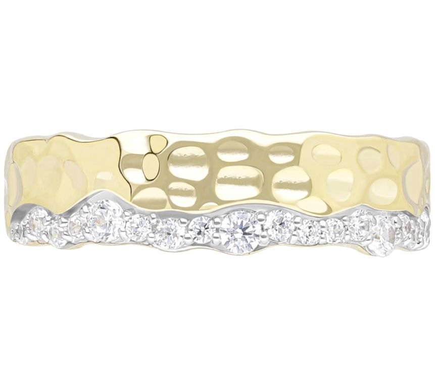Ariva Sterling Diamonique Crete Band Ring, 18KGold Clad