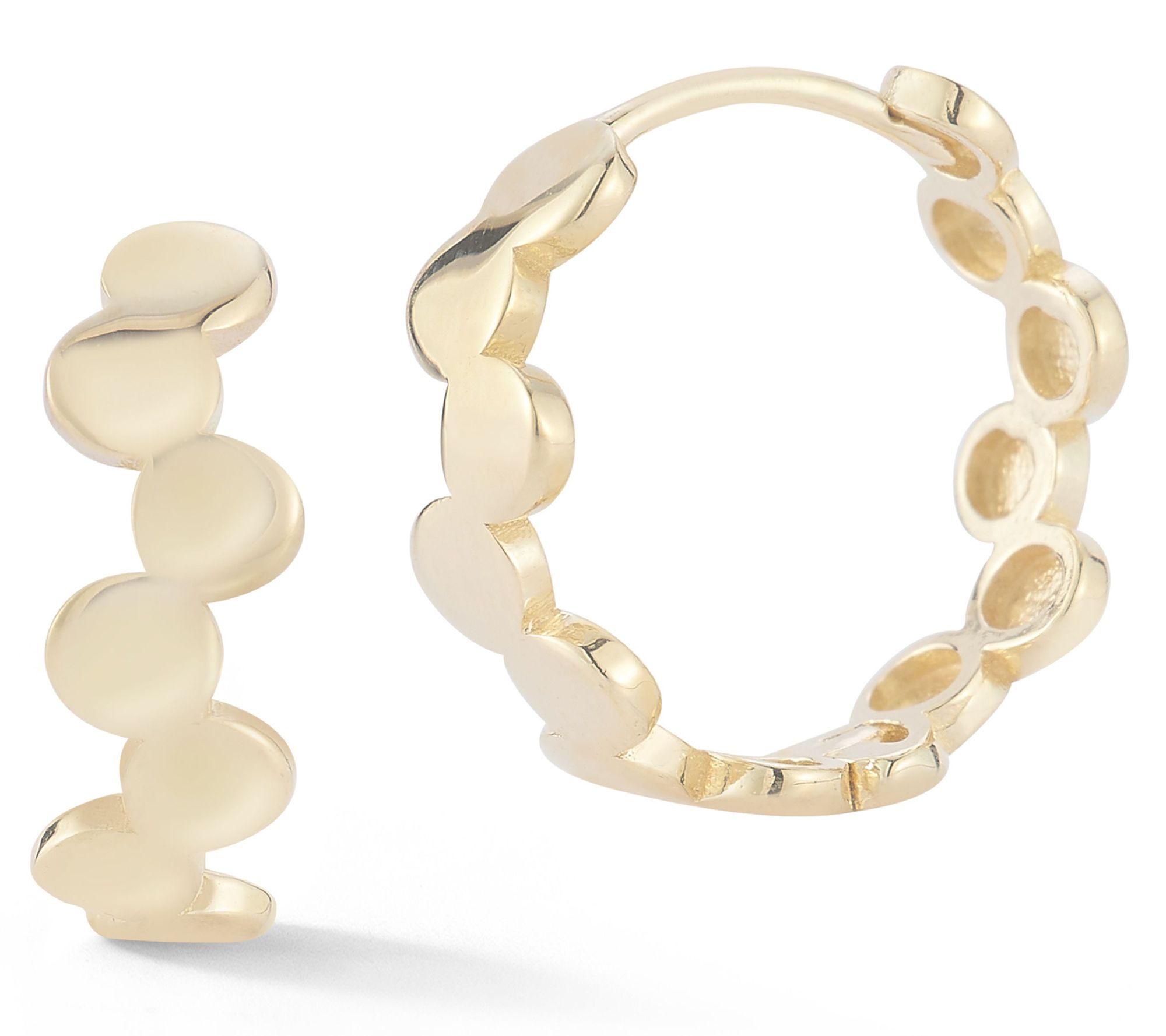 Luminosa Gold Round Bubble Huggie Hoop Earrings, 14K