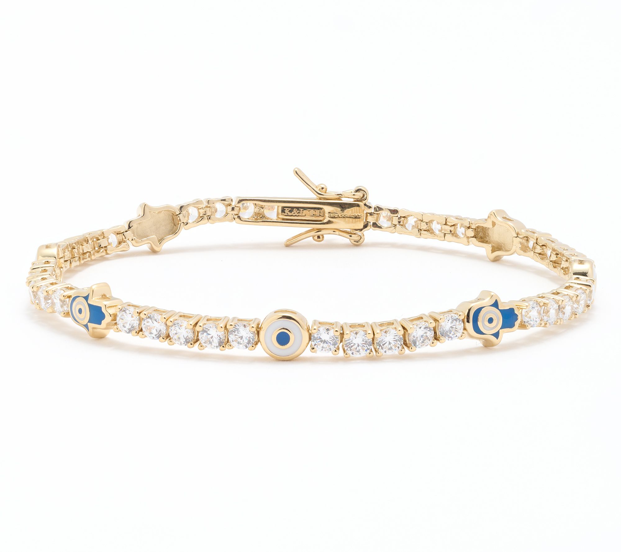Karma & Luck Evil Eye & Hamsa Tennis Bracelet Goldtone