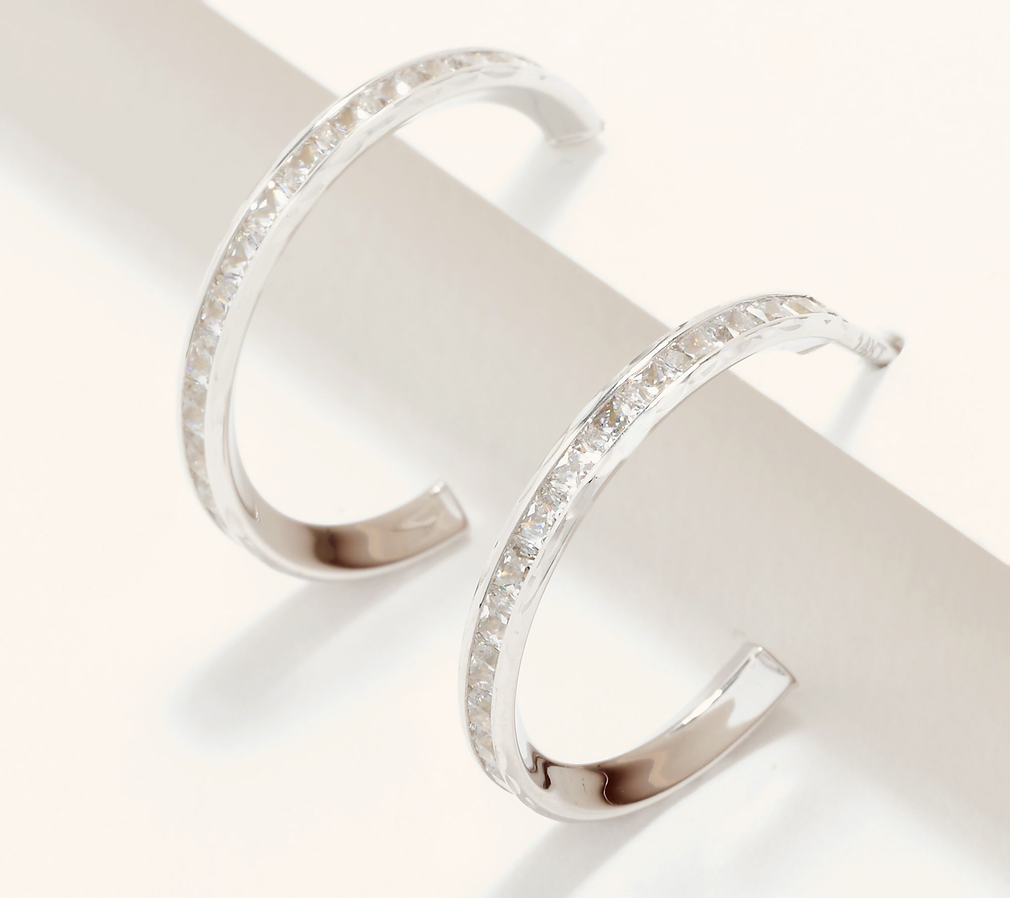 "As Is" Diamonique Italia Half Hoop Earrings, 14K Gold