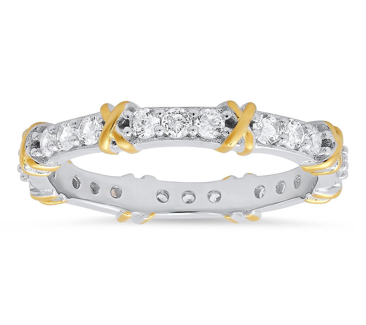 Diamonique 0.70 cttw "X" Stackable Ring, Sterling Silver