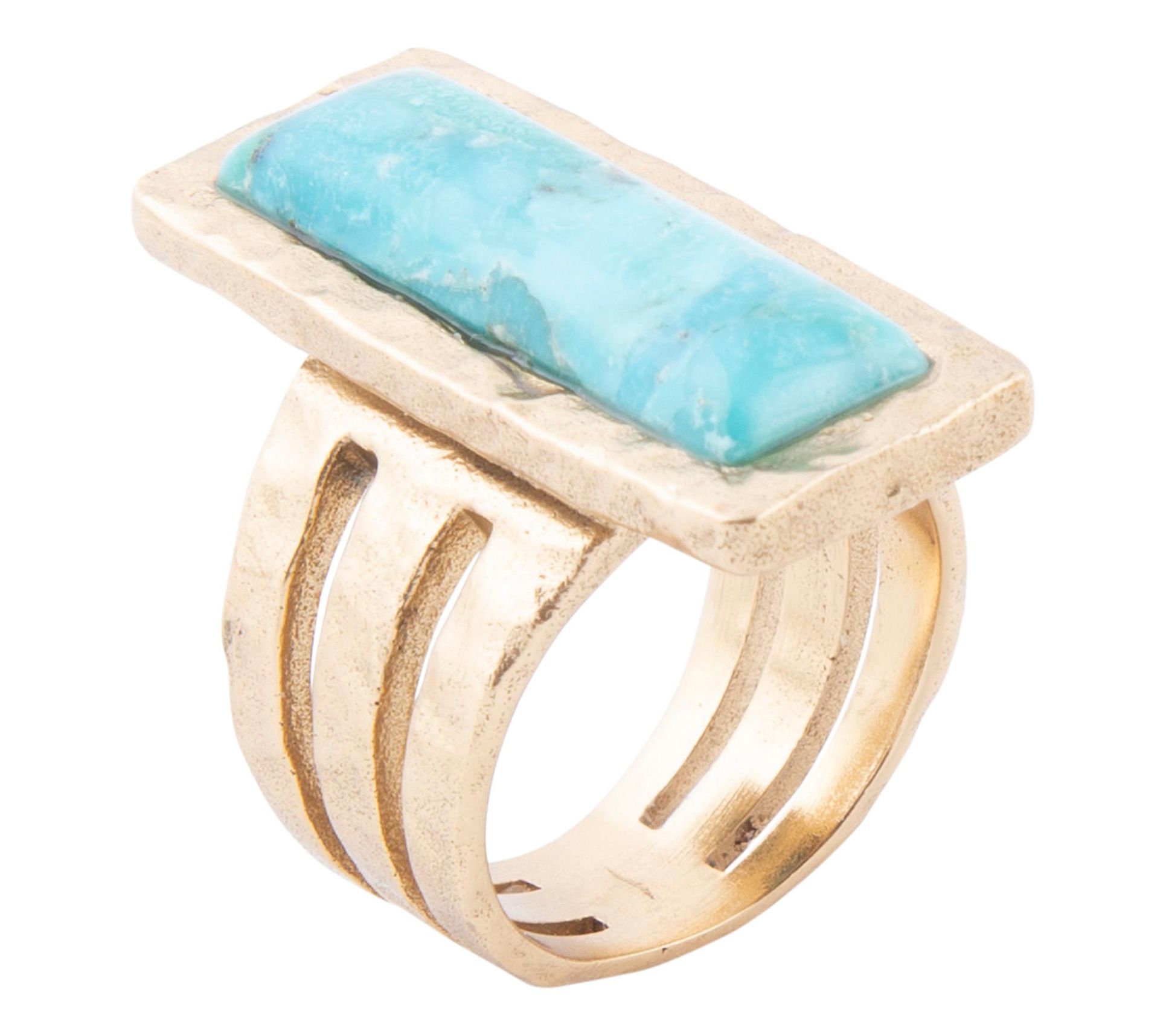 Barse Artisan Crafted Bronze Composite Blue Turquoise Ring