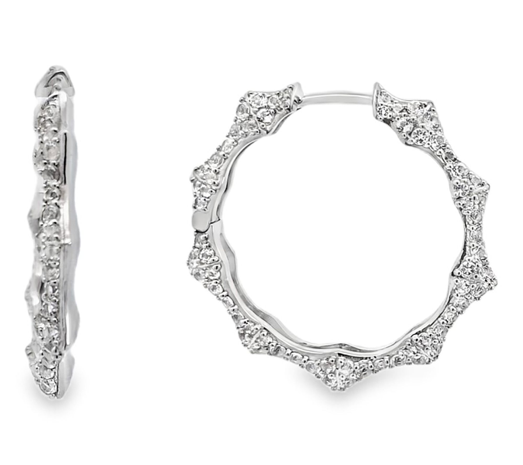 Margo Manhattan Sterling White Topaz Escalla Hoop Earrings