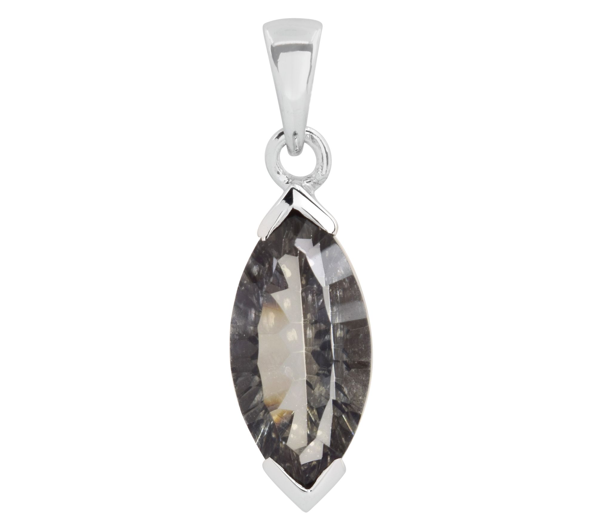 Affinity Gems Black Coated Quartz Pendant, Sterling Silver