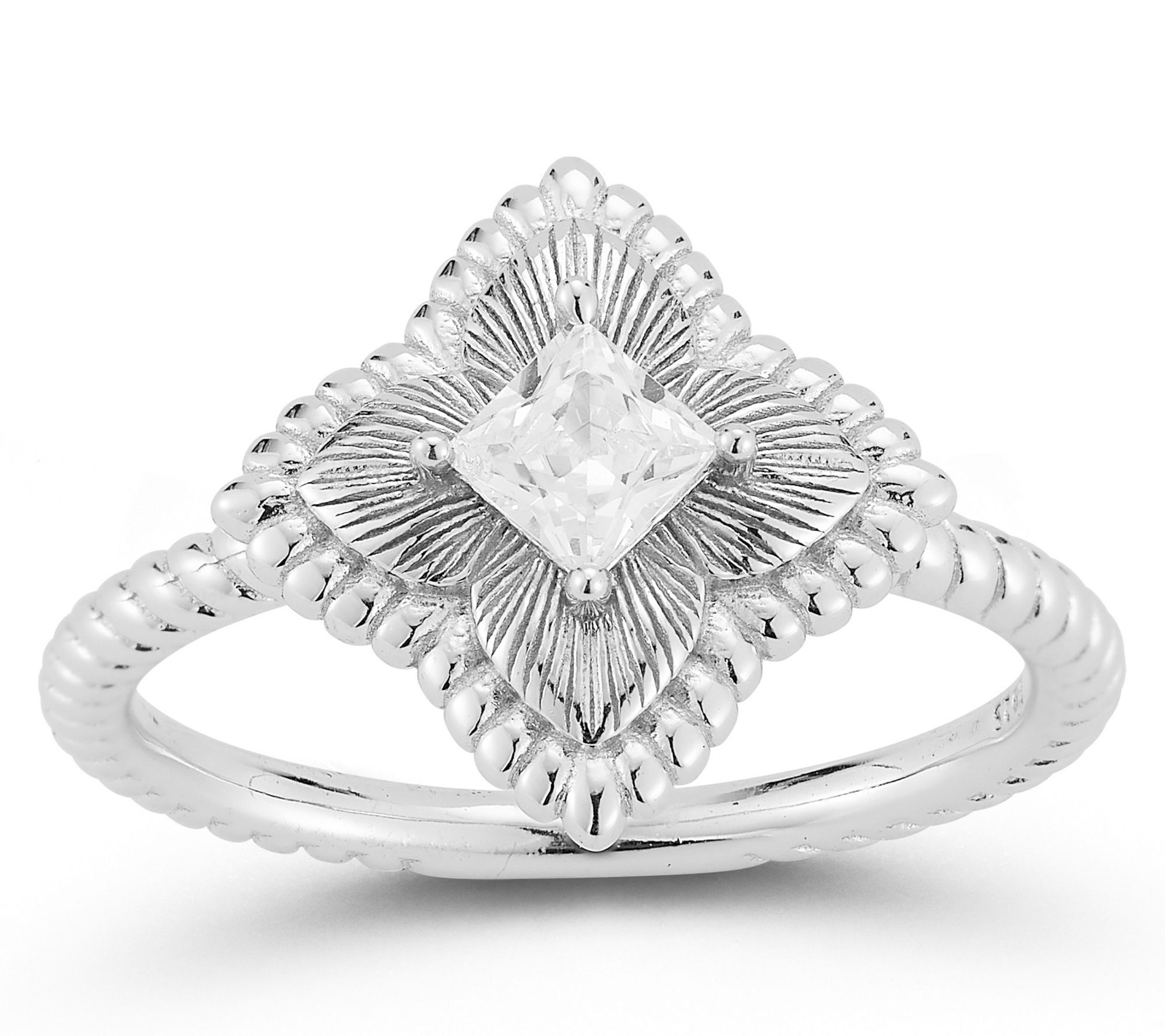 Sterlina Silver Square Clover Ring, Sterling