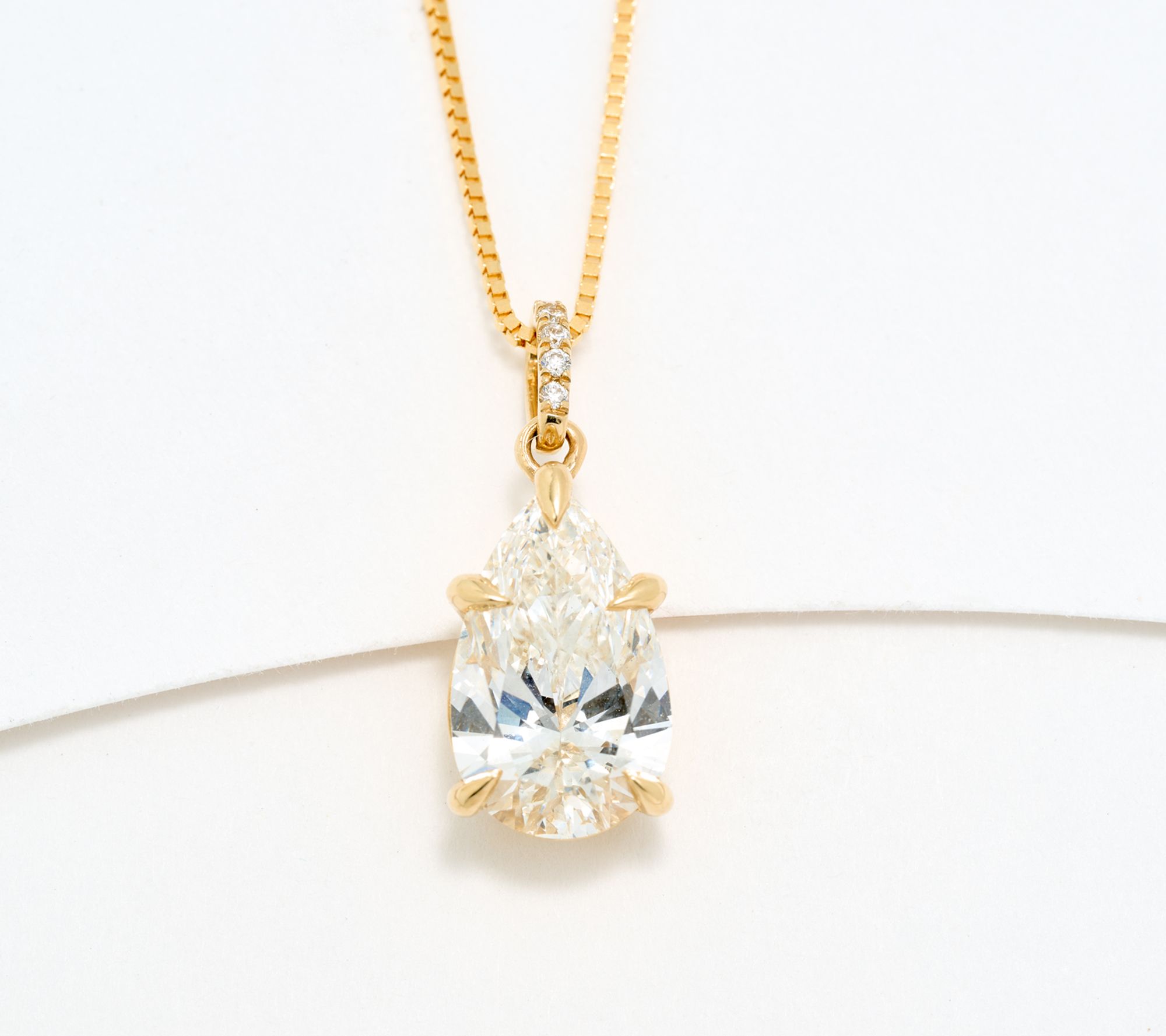 Fire Light Lab Grown Diamond Pear 2.50 cttw Necklace, 14K