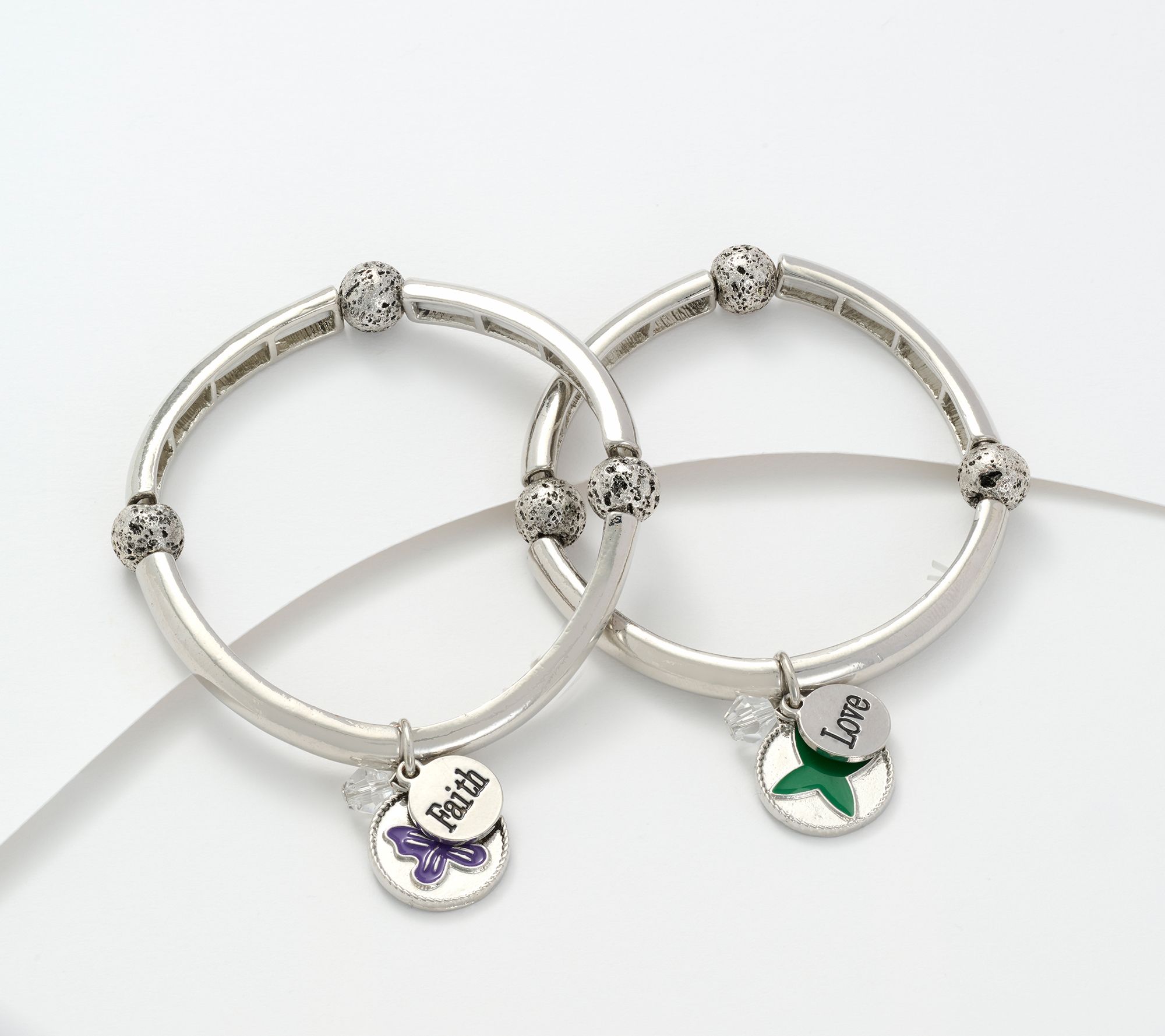 Zorbitz Set of 2 Lava Bead & Charm Stretch Bracelets