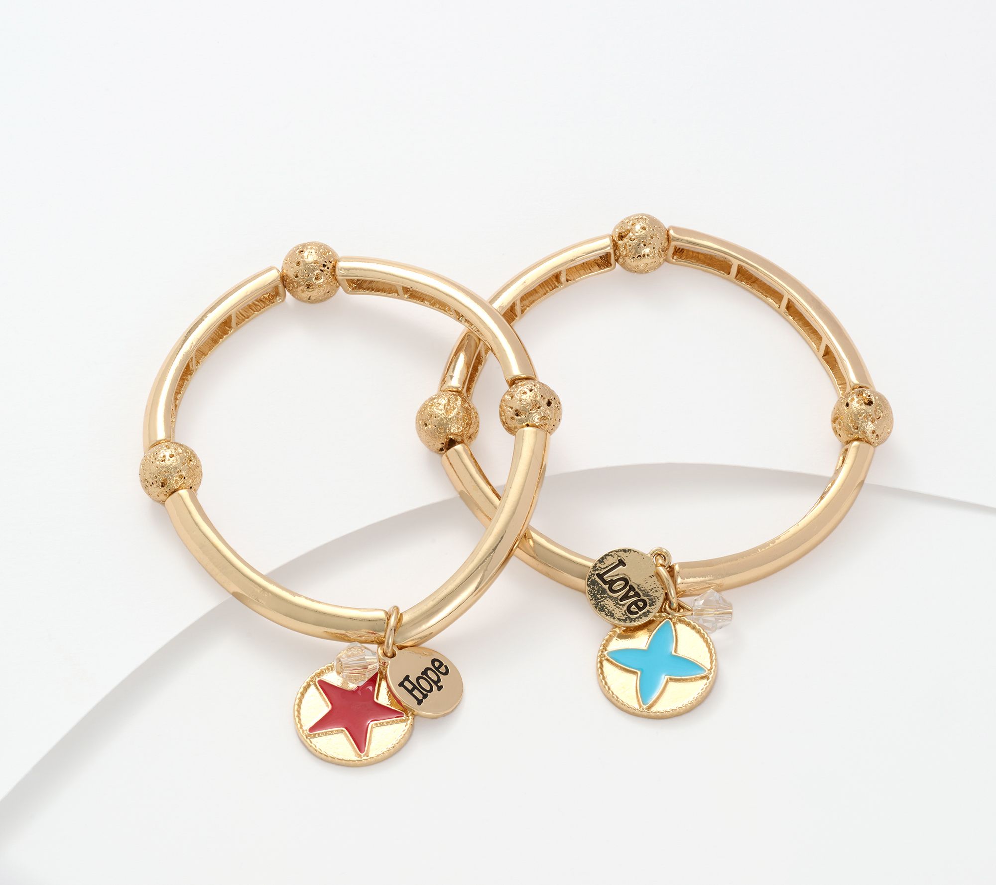 Zorbitz Set of 2 Lava Bead & Charm Stretch Bracelets