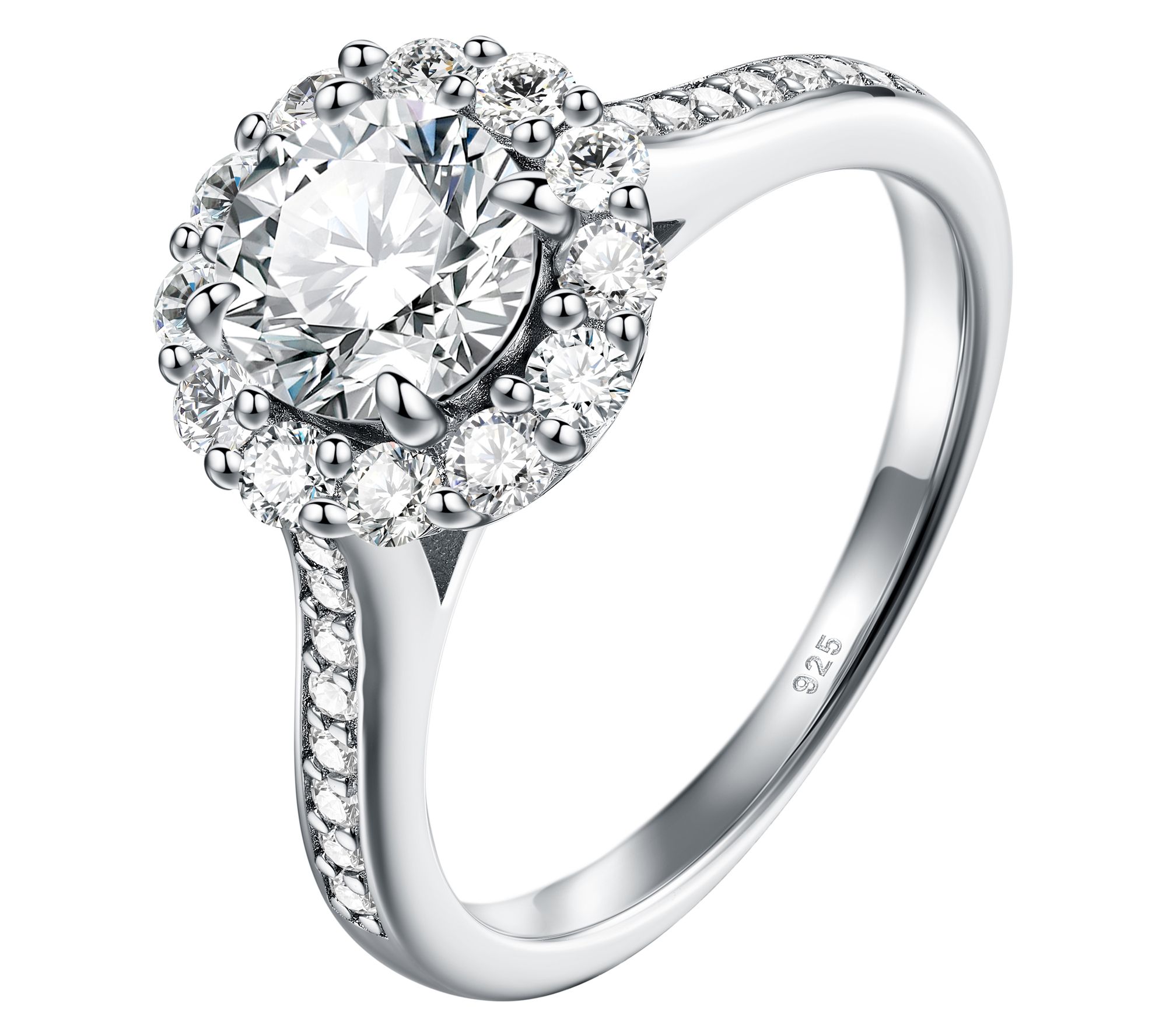 Moissanite Luxe 1.05 cttw Round Cut Halo Ring,Sterling Silver