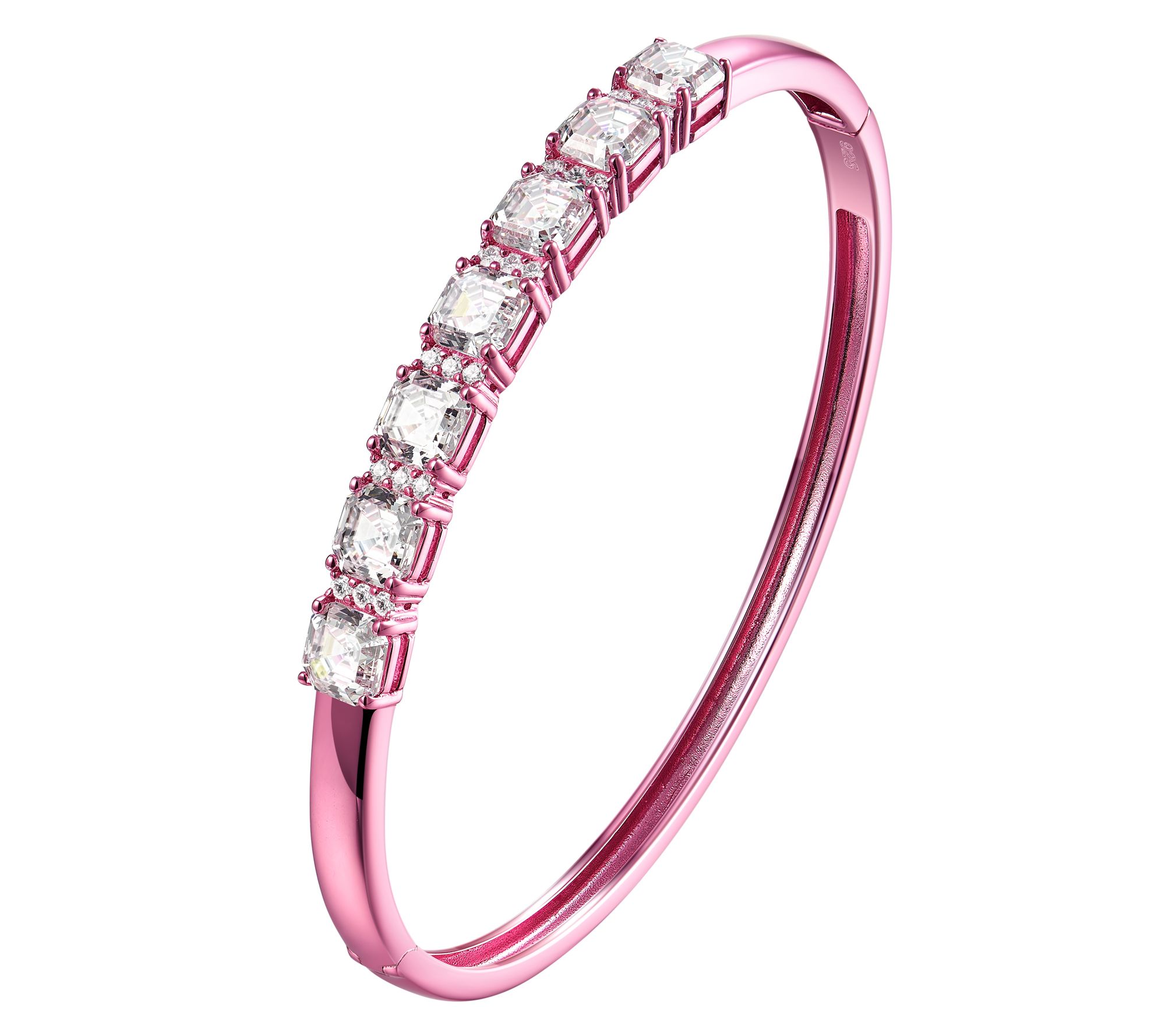 Diamonique x Jennifer Miller Asscher Cut Bangle, Sterling