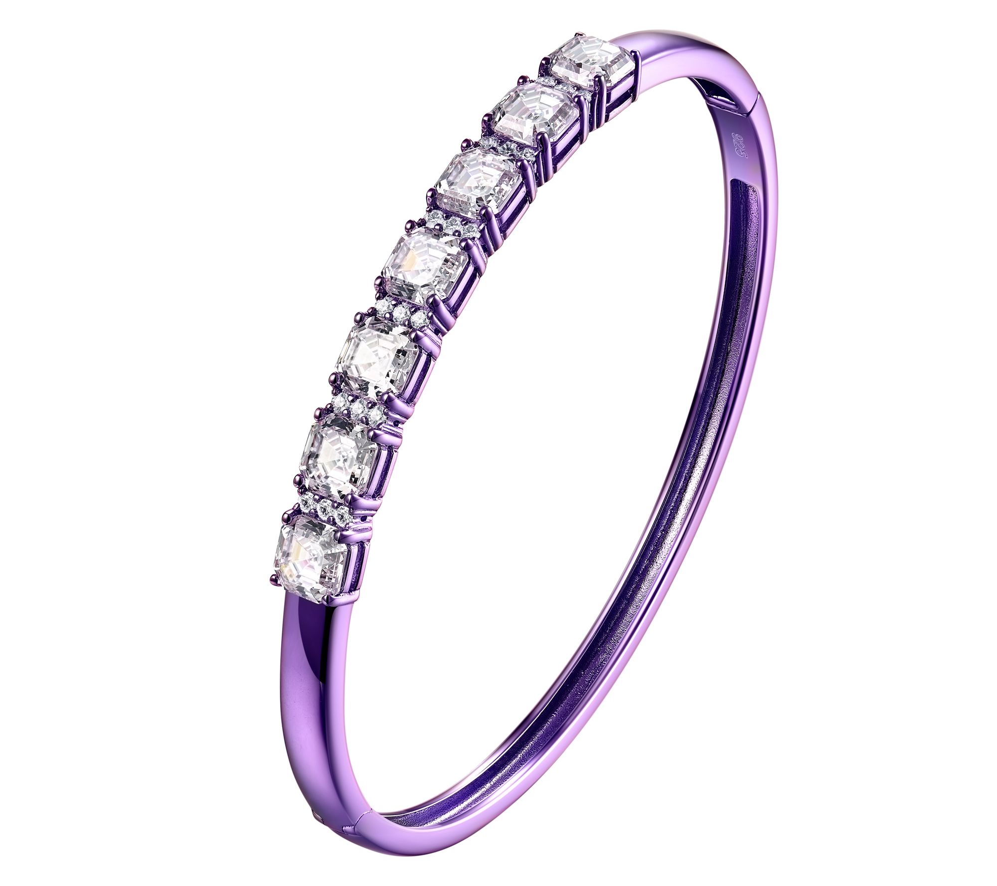 Diamonique x Jennifer Miller Asscher Cut Bangle, Sterling