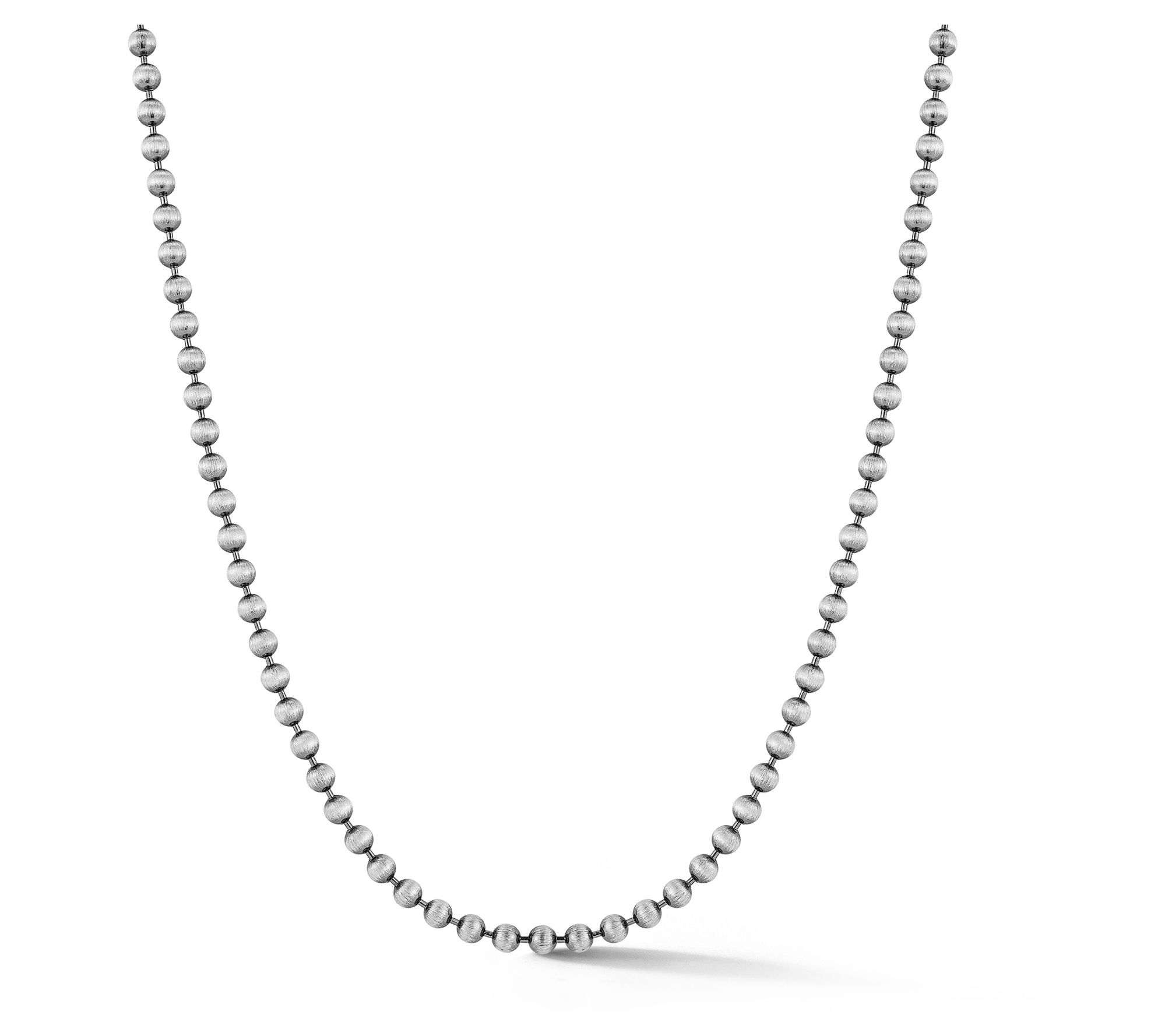 Italian Silver Men's 20" 3MM Oxidized Bead Necklace, Sterling