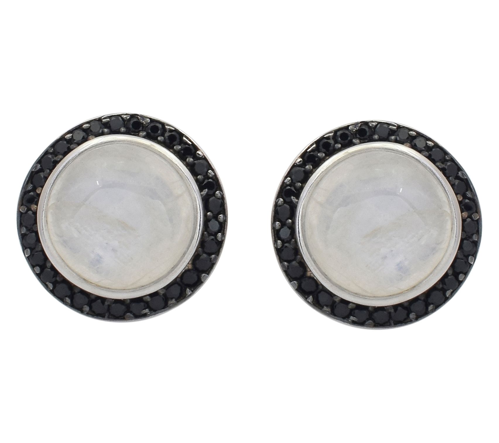 Affinity Gems Black Spinel & Moonstone Earrings, Sterling