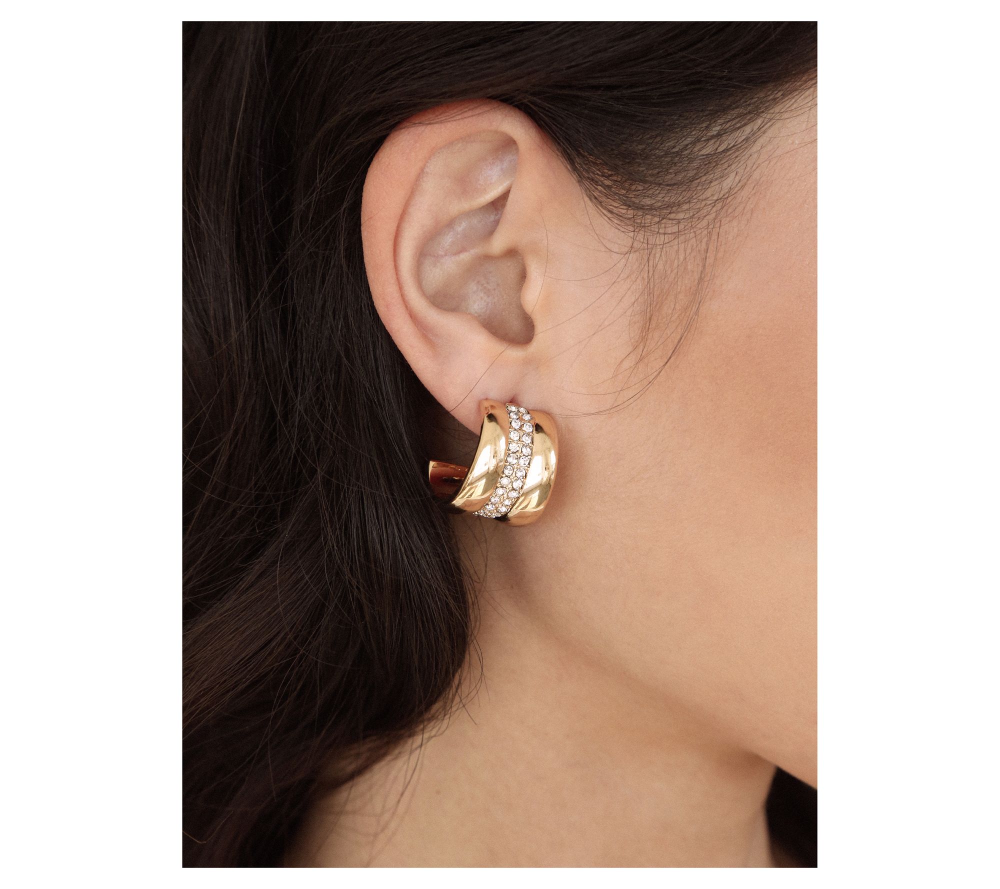 [TATIANA] 23SS新作☆Square Crystal Hoop Earrings Tiana Black Square Hoop Earrings | Rozy Jewellery