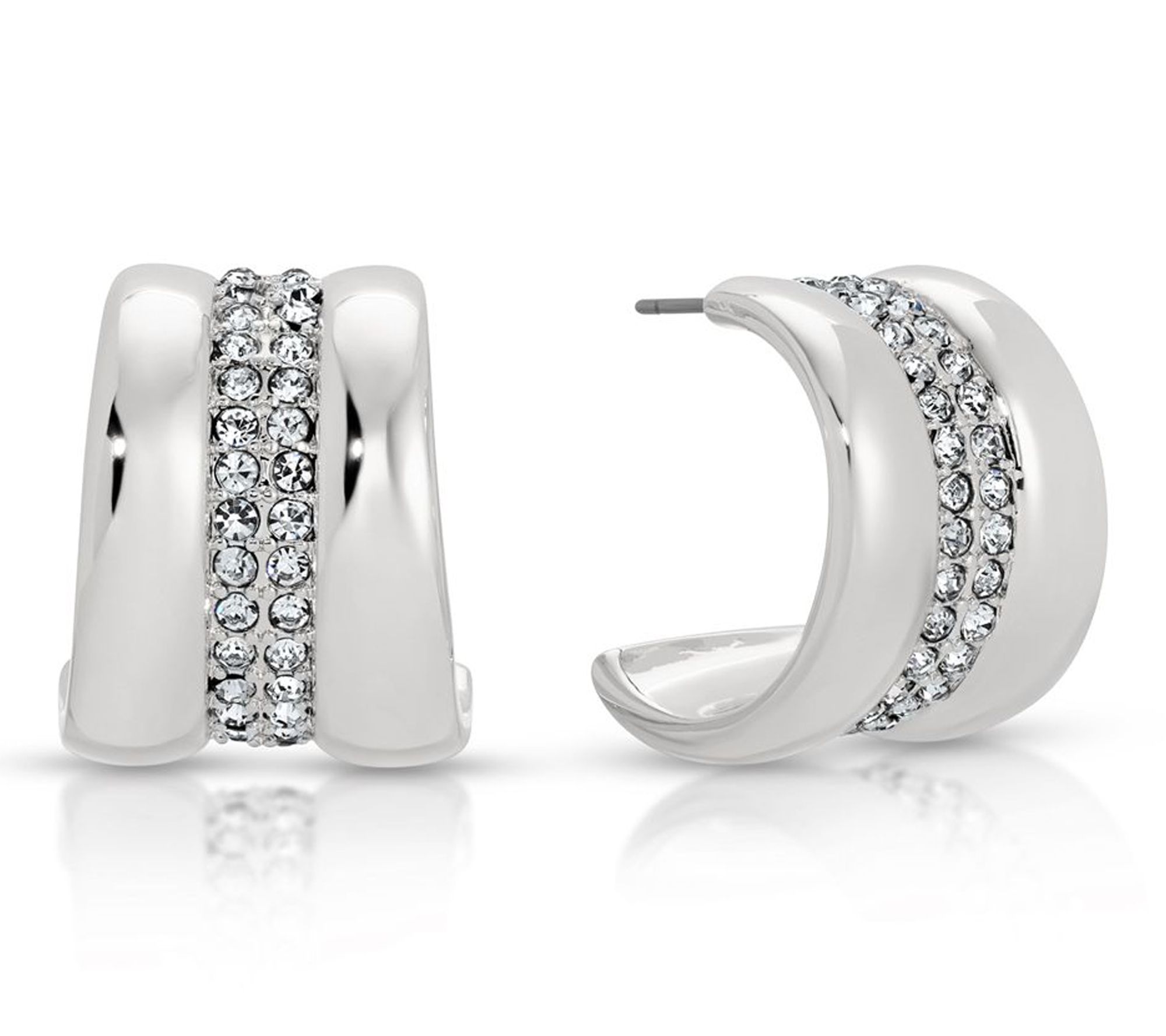 Ettika Pave Crystal Center Square Hoop Earrings