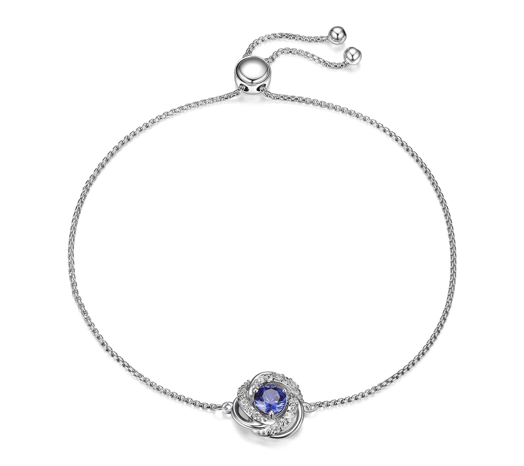 Luxlab Grown Gemstone & Diamond Knot Bolo Brace let, Sterling