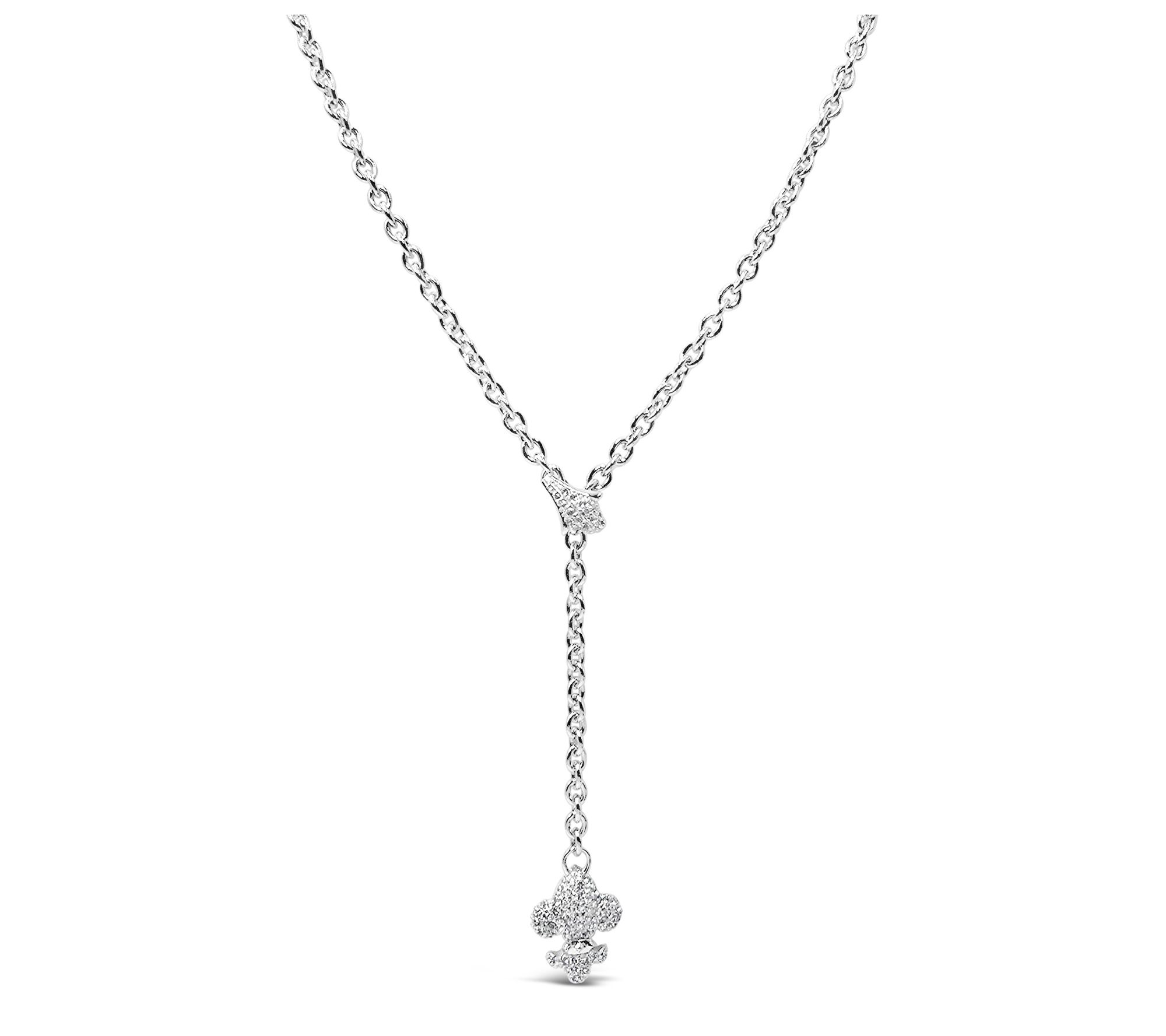Margo Manhattan Sterling White Topaz Fleury Lariat Necklace