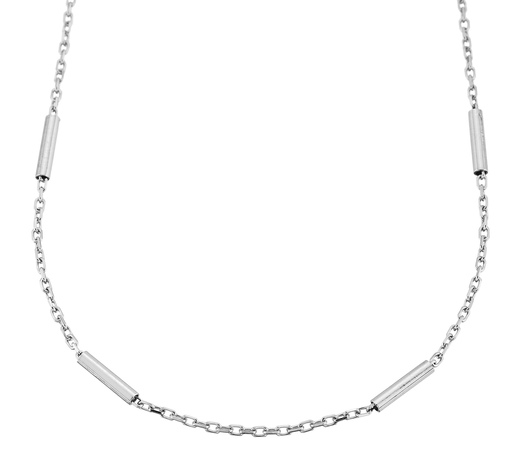 Silver Style 1.5mm Bar Station Cable Chain Necklace, Sterling