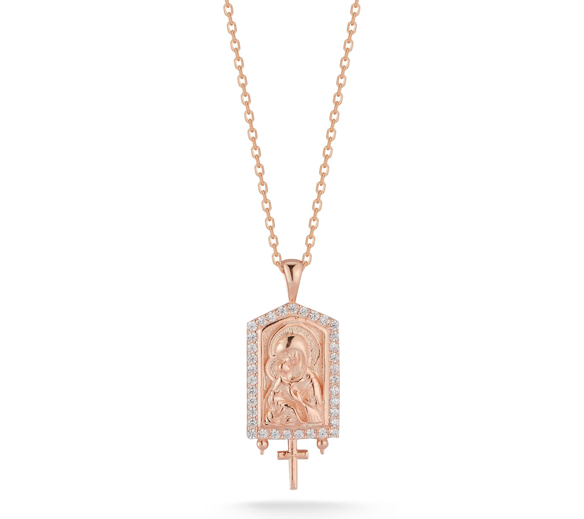 Sterlina Silver Mother Mary Religious Necklace, Sterling
