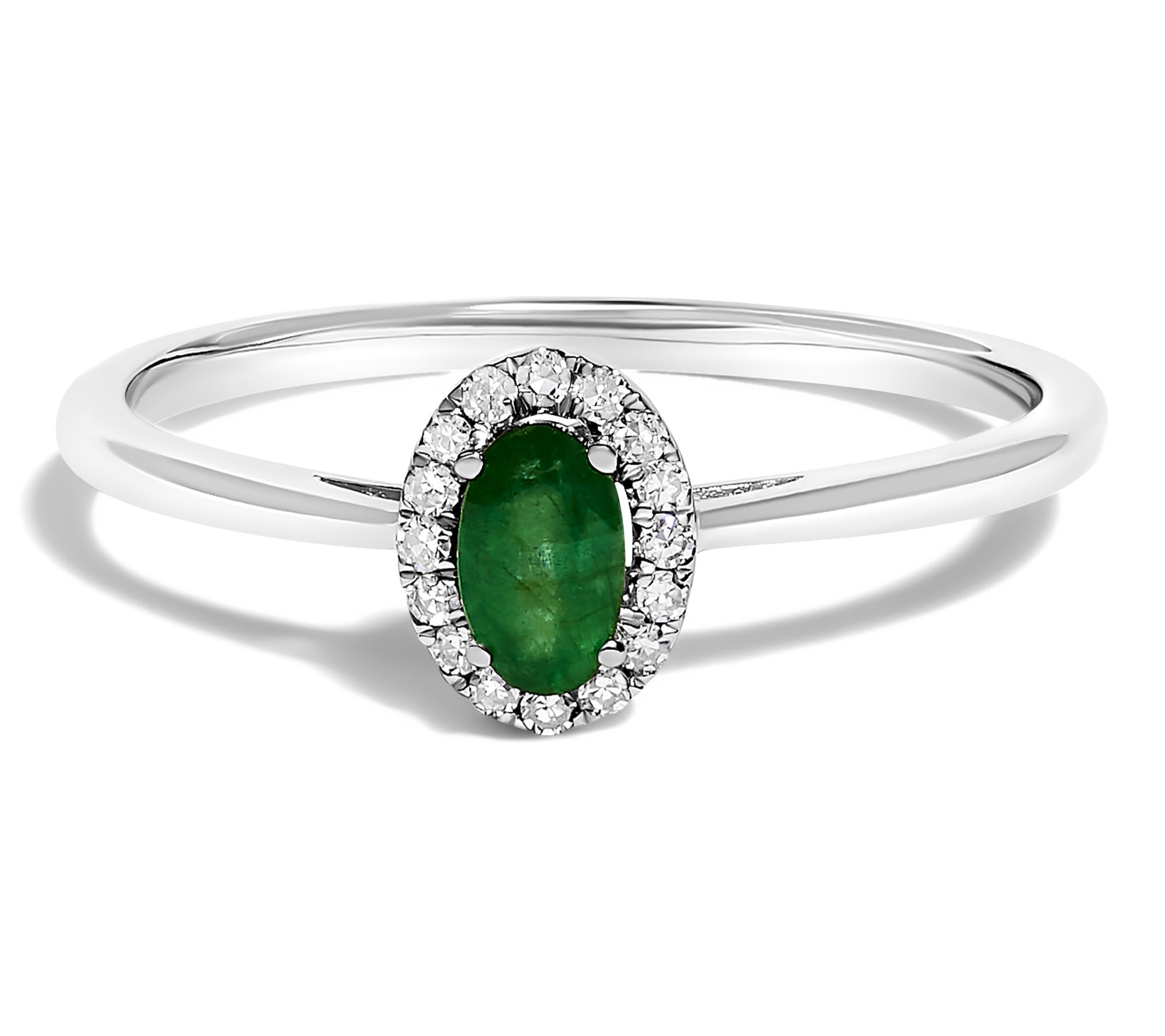 Haus of Brilliance Emerald & Diamond Halo Ring,10K Gold