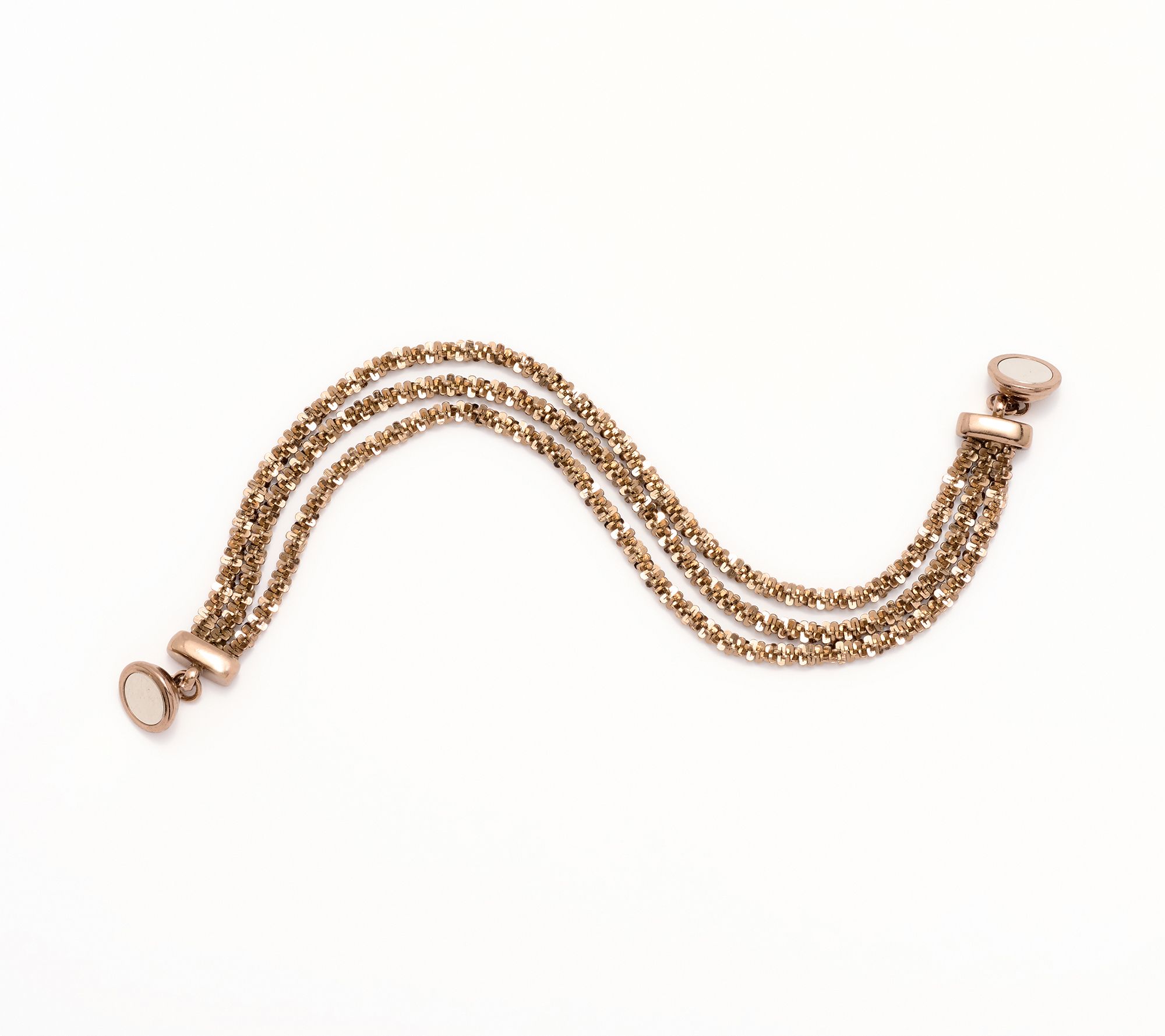 "As Is" David Markstein Bronze Sparkle Margherita 3 Strand Bracelet