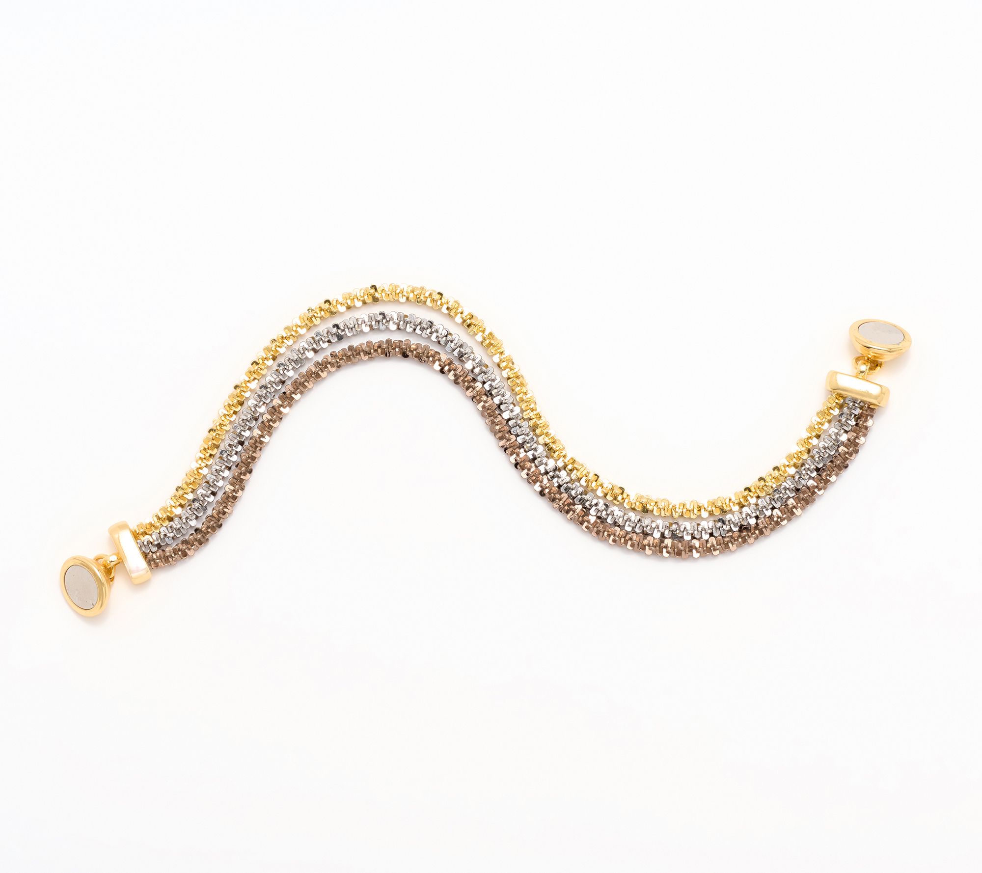 "As Is" David Markstein Bronze Sparkle Margherita 3 Strand Bracelet