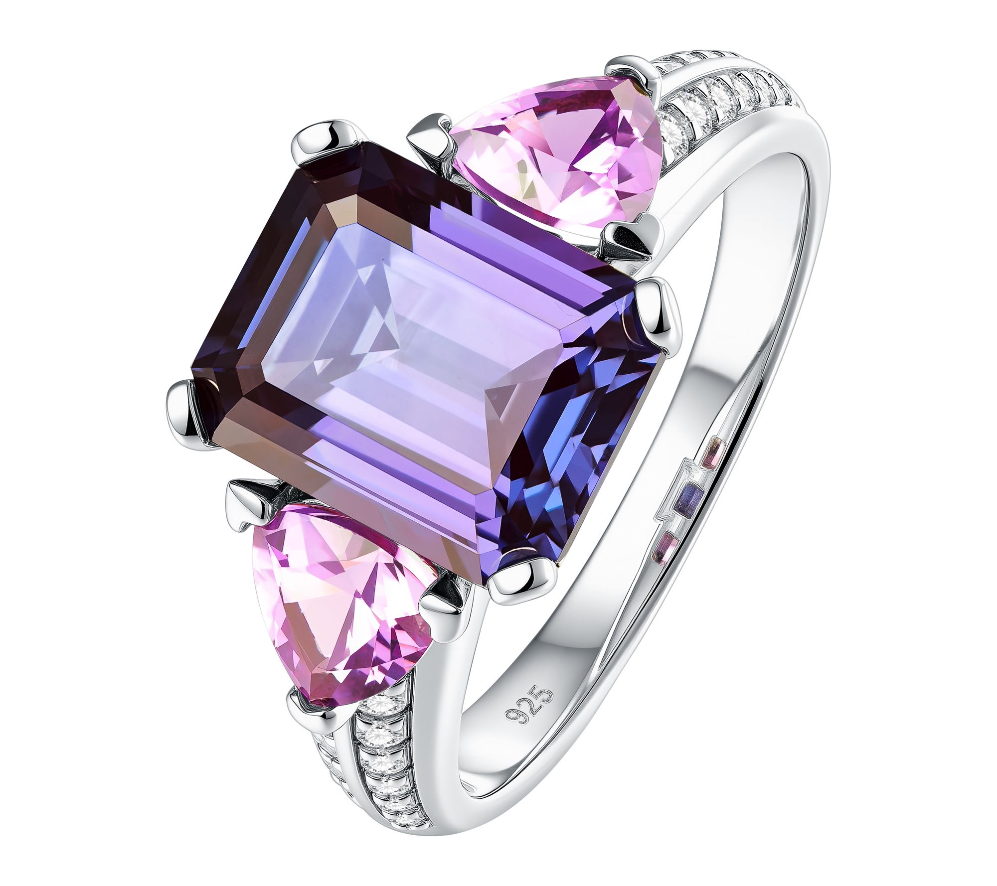 Fire Light Lab Grown Diamond & Multi-Gemstone Ring, Sterling