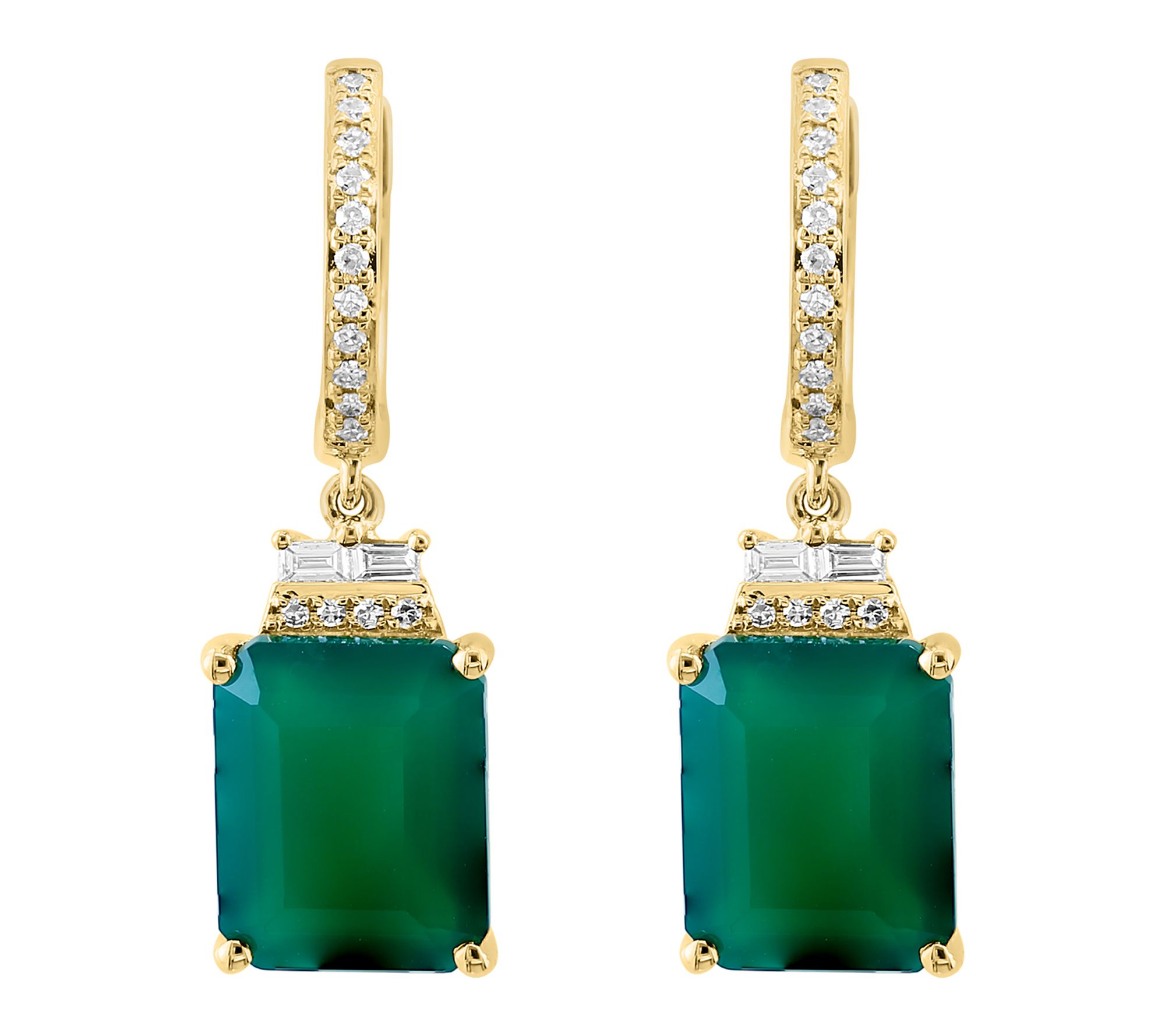 Effy Diamond & Green Onyx Drop Earrings, 14K Go ld - QVC.com