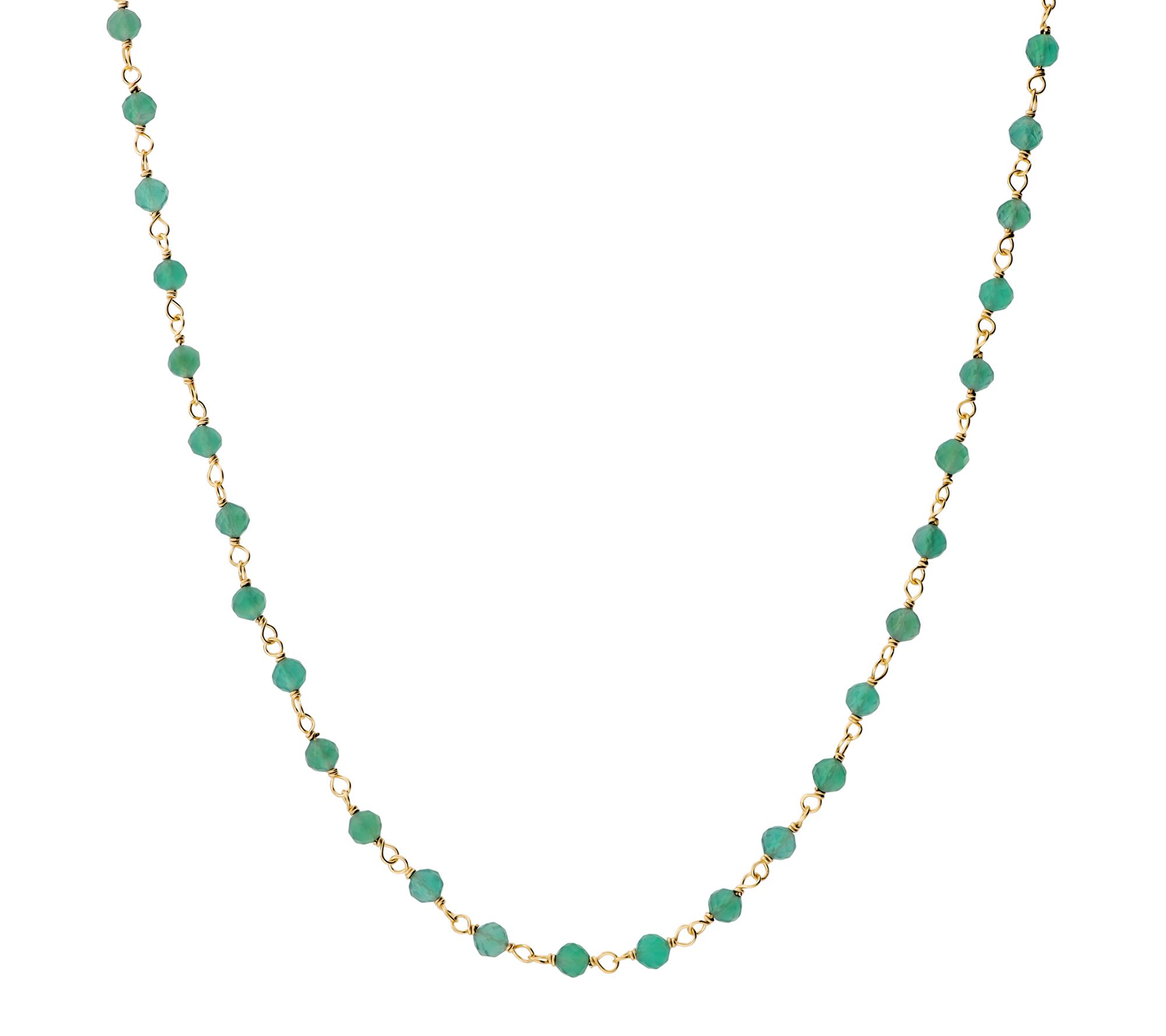 Italian Silver Gemstone Bead Necklace, 18K GoldPlated