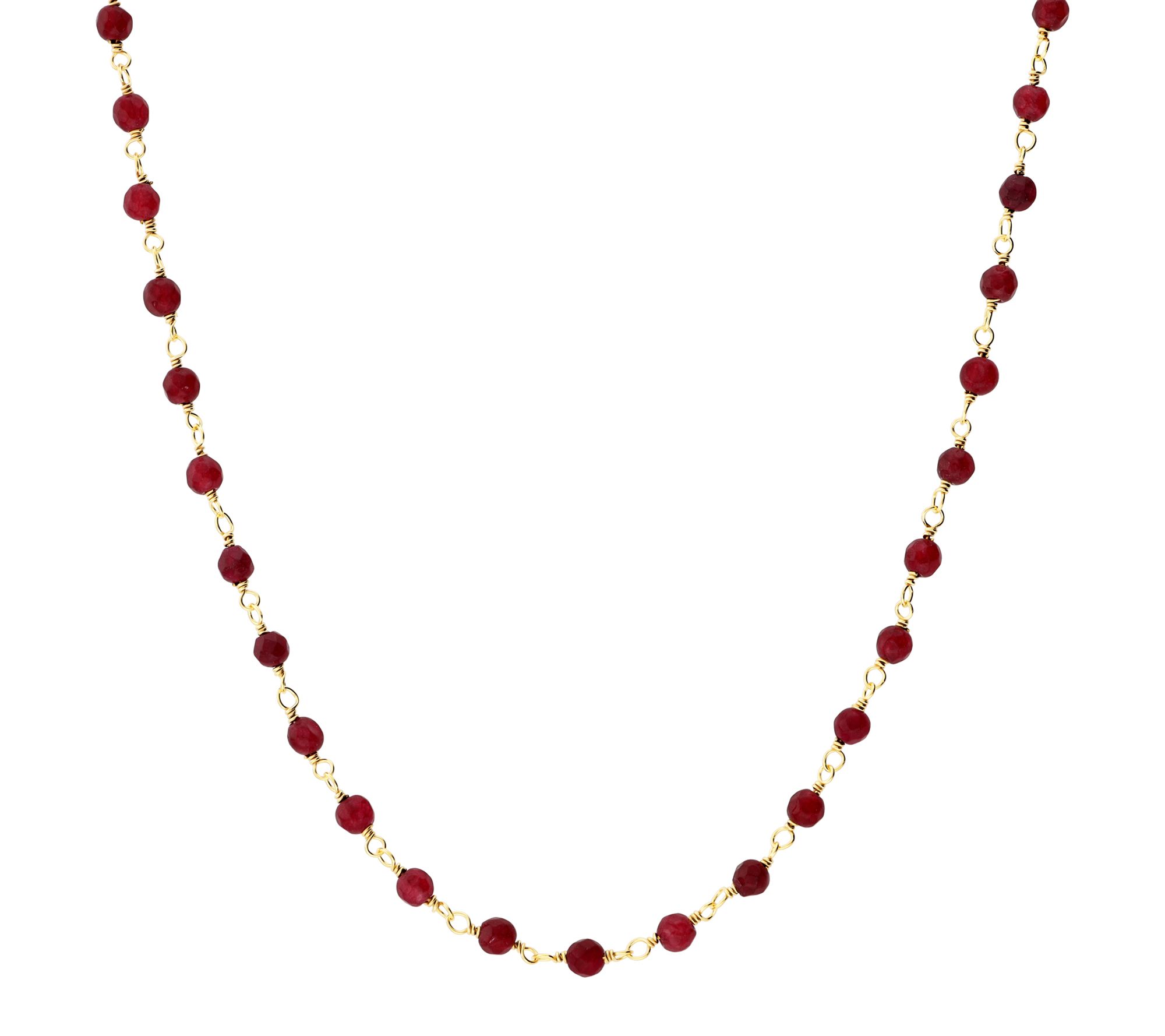 Italian Silver Gemstone Bead Necklace, 18K GoldPlated