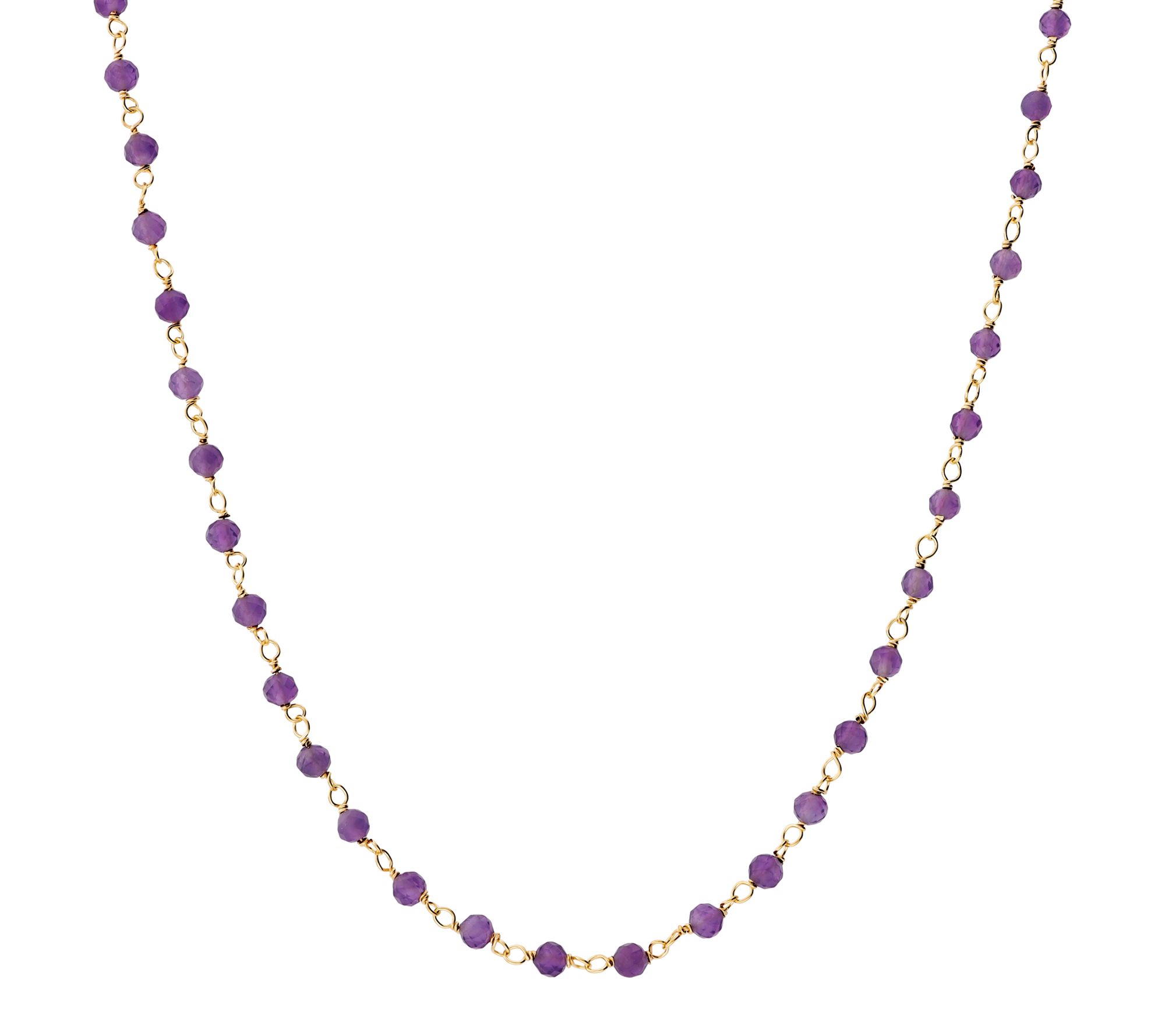 Italian Silver Gemstone Bead Necklace, 18K GoldPlated