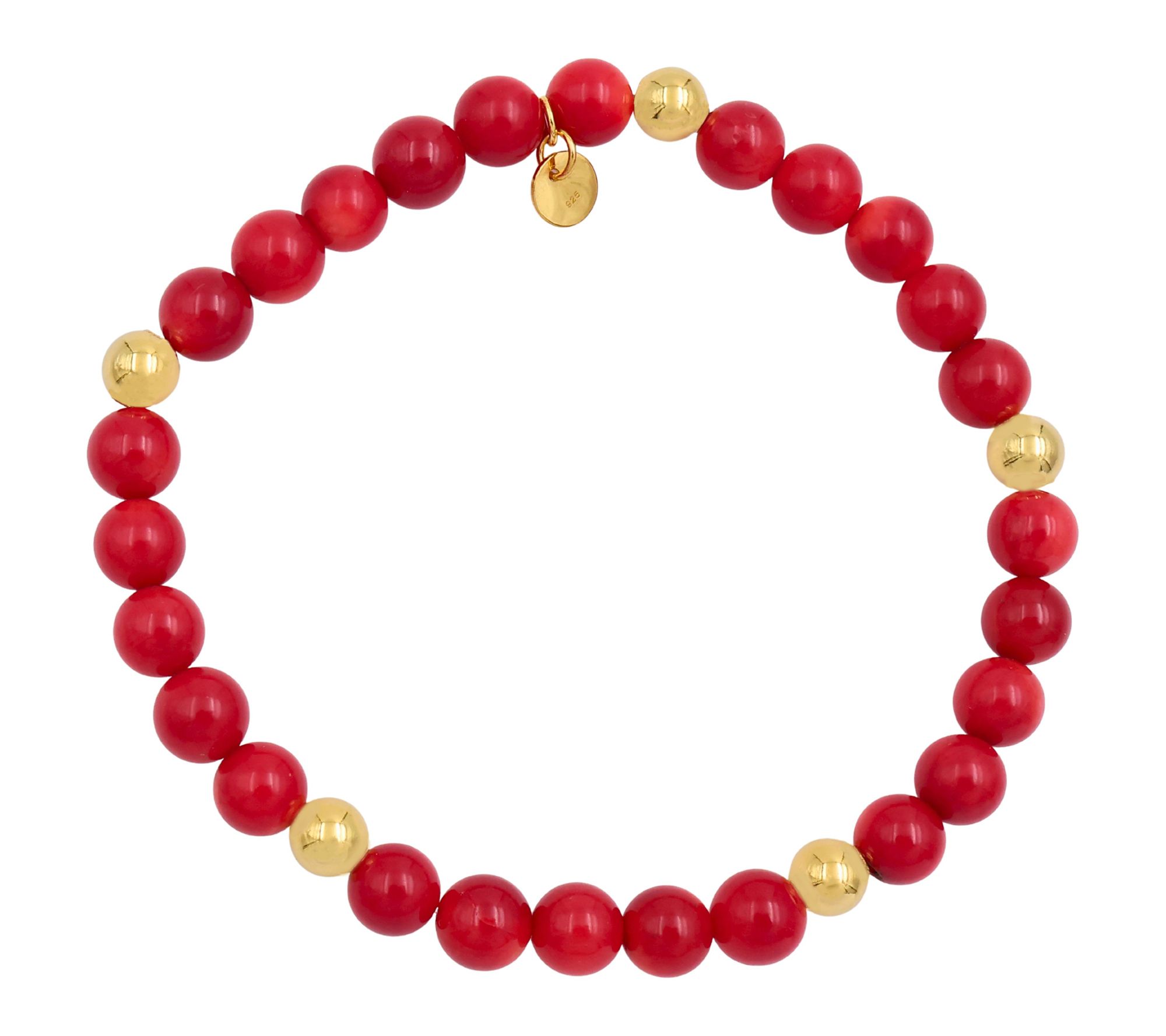 Affinity Gems Red Dyed Bamboo Stretch Bracelet,14K Plated