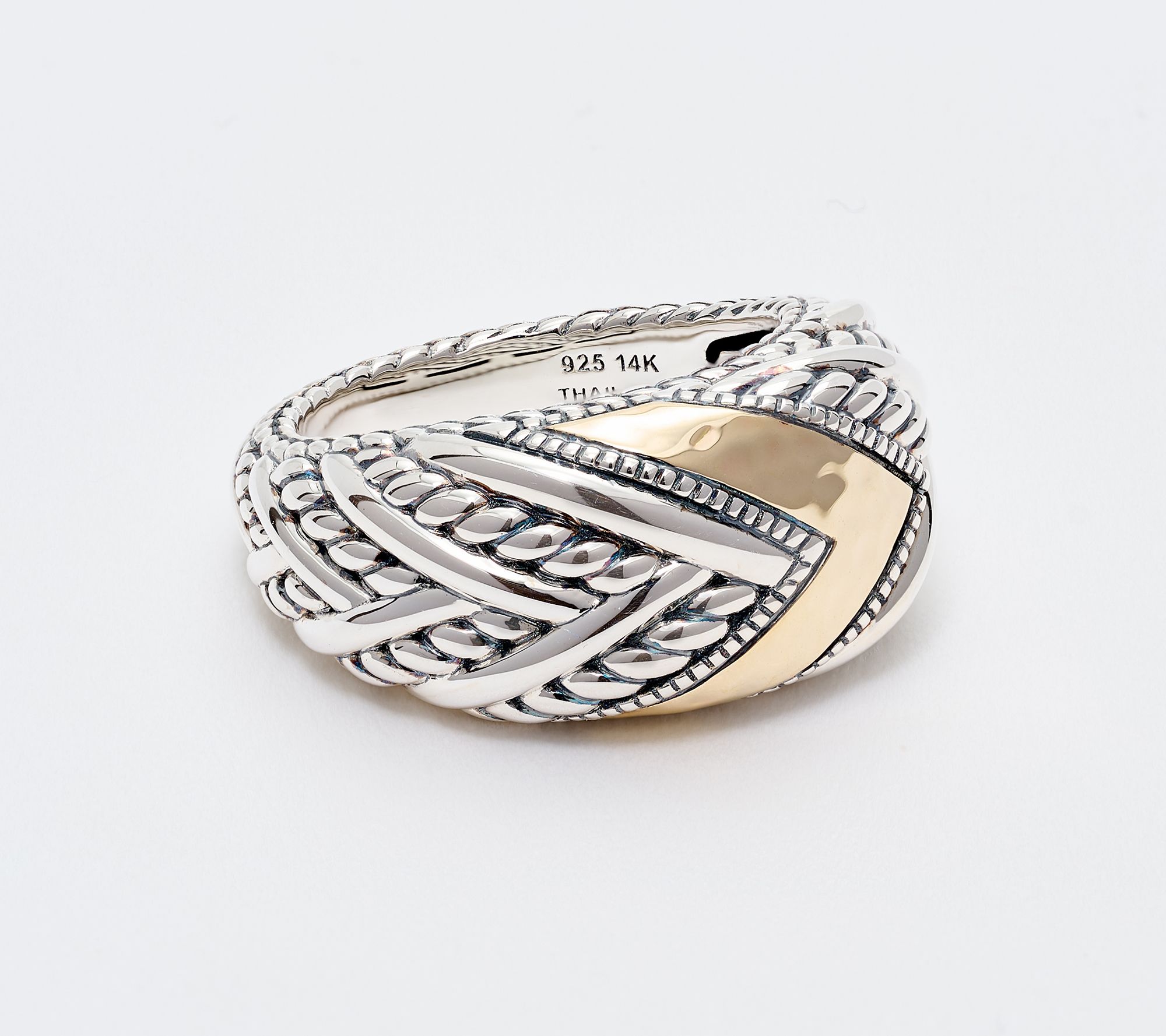 JAI Sterling & 14K Gold Hammered & Legacy Texture Ring