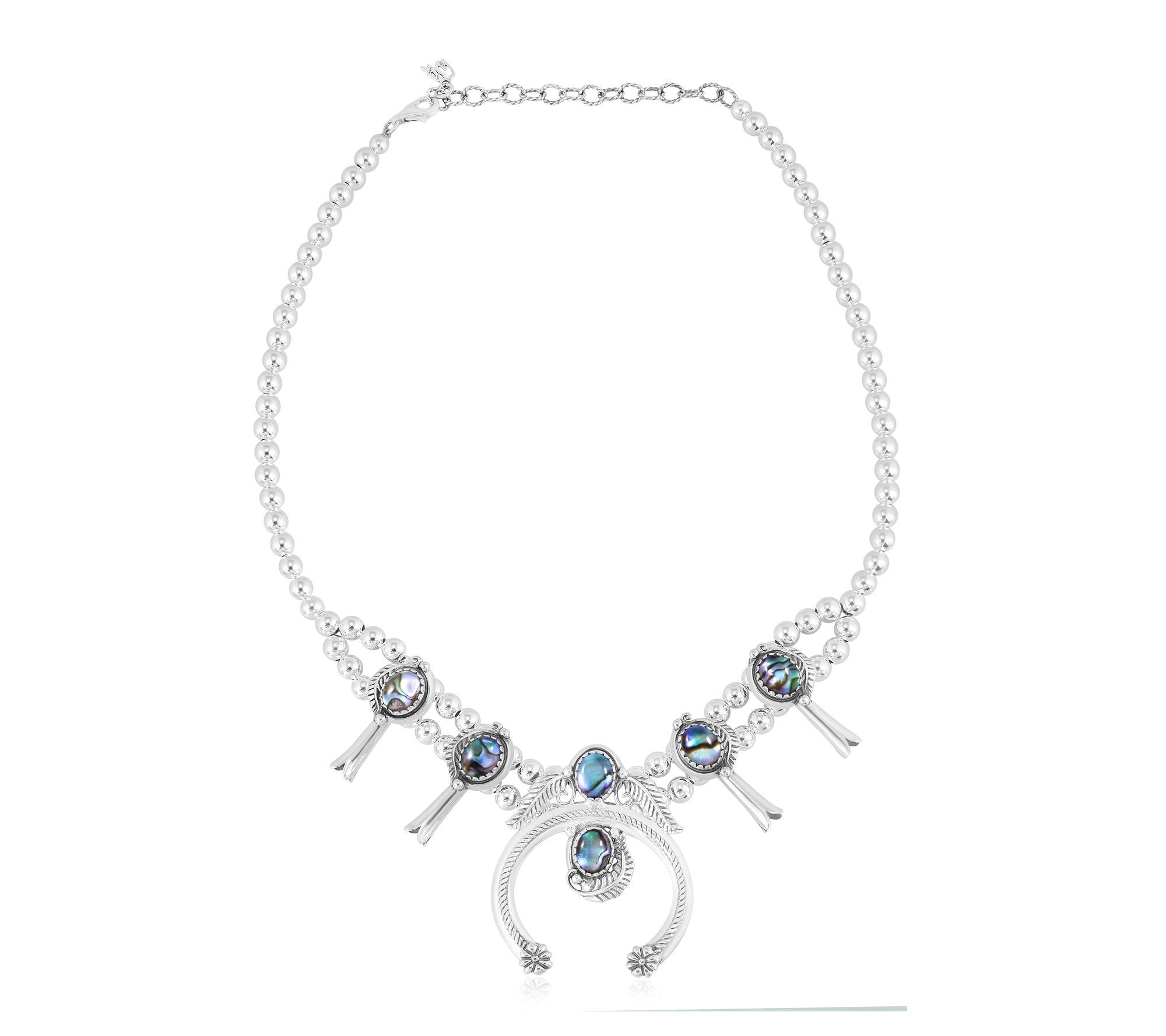 American West Sterling Abalone Squash Blossom Necklace