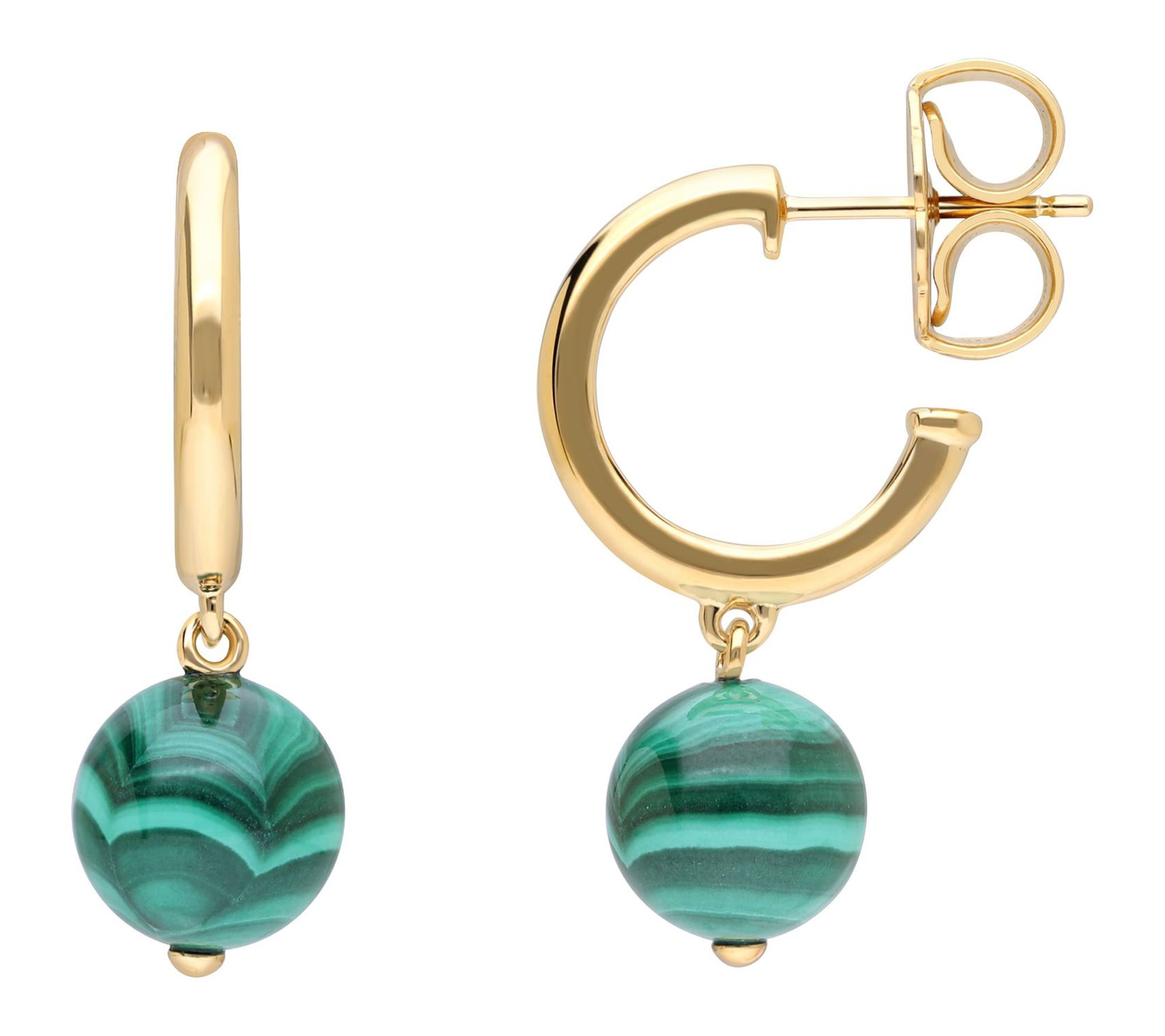 Elyse Ryan 18K Gold Clad Gemstone Bead Drop Hoop Earrings