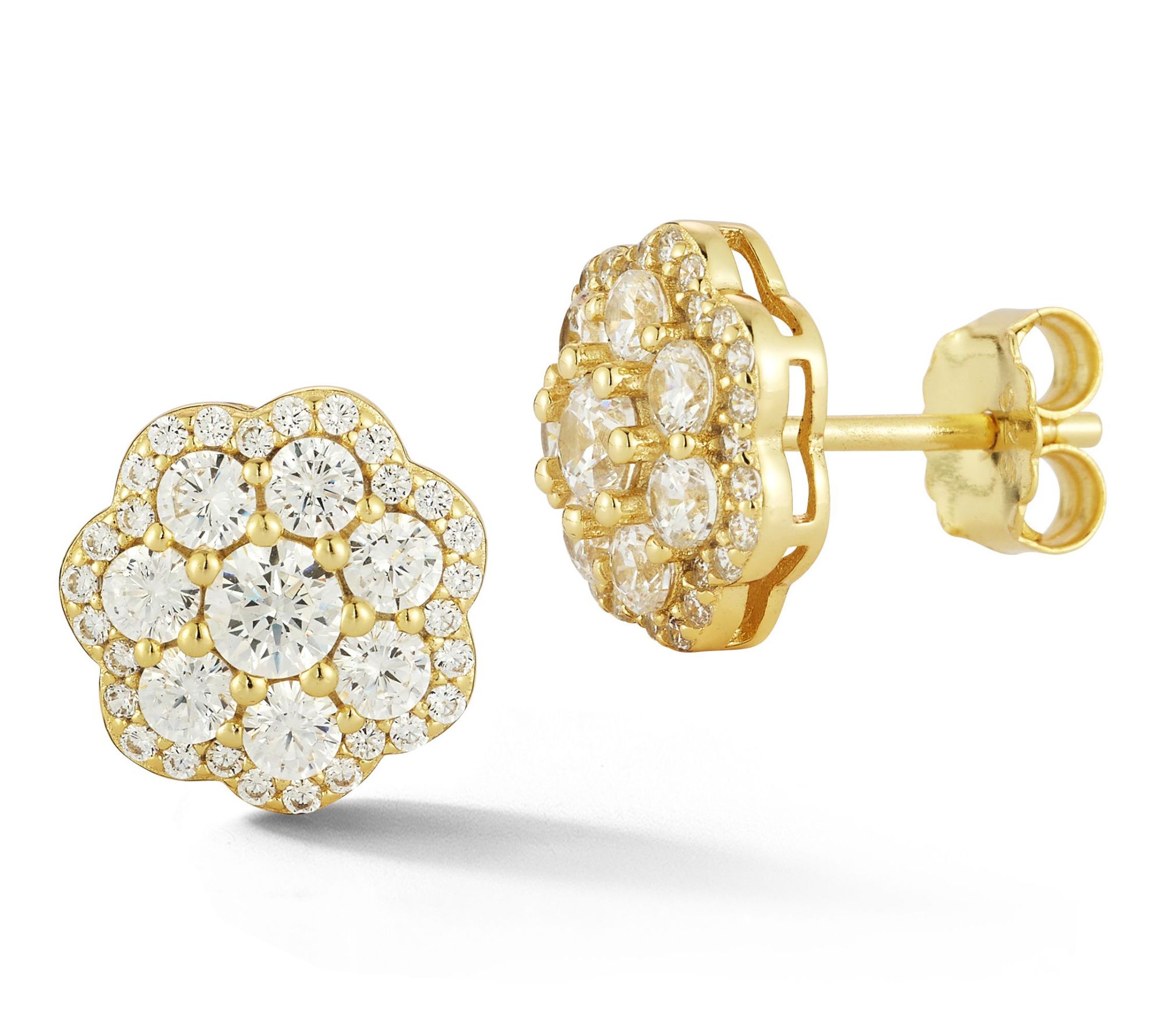 Rachel Zoe Pave Round Flower Stud Earrings, Sterling