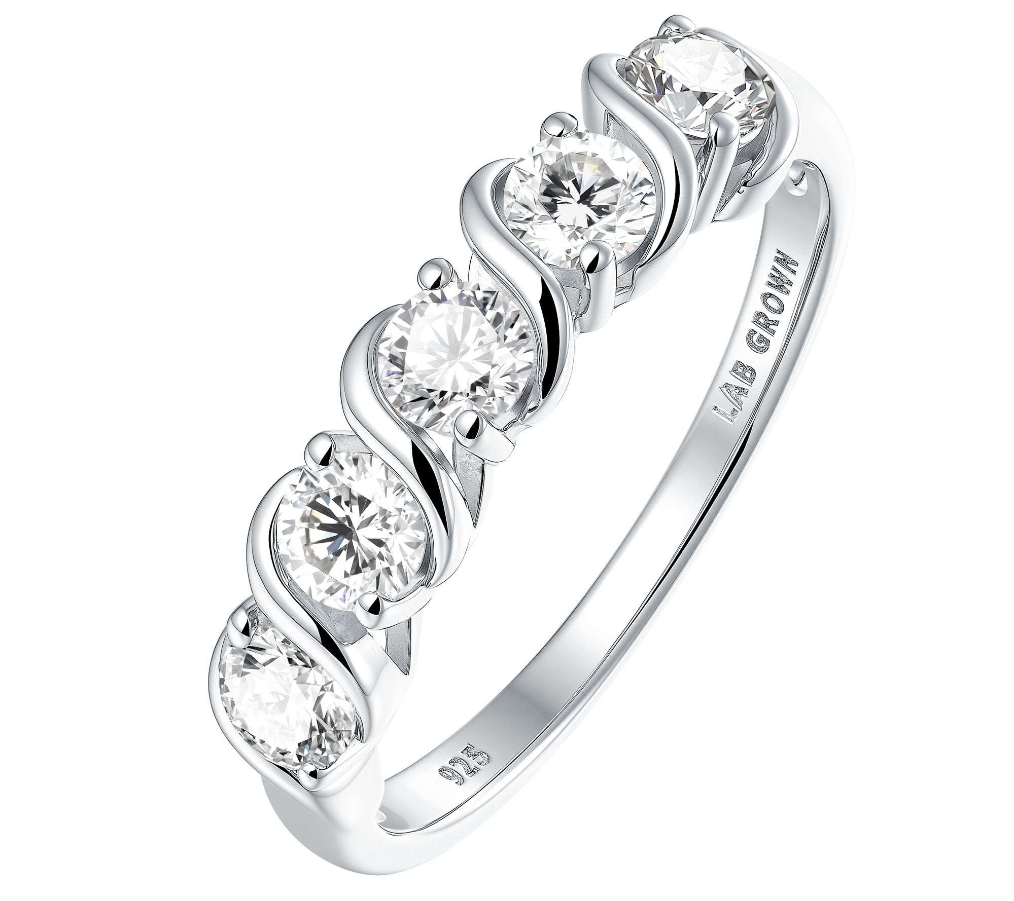 Fire Light Lab Grown Diamond 5-Stone Ring, Sterling Silver