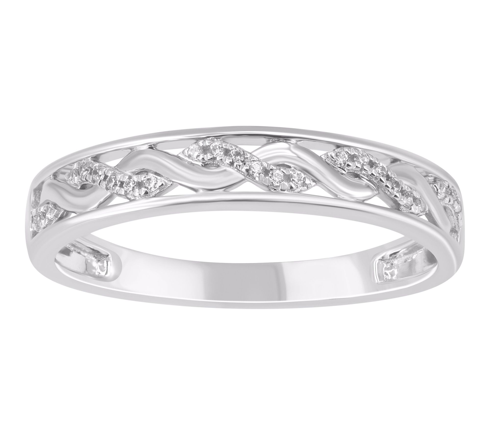 Accent by Affinity Diamond Wave Band Ring, Sterling Silver