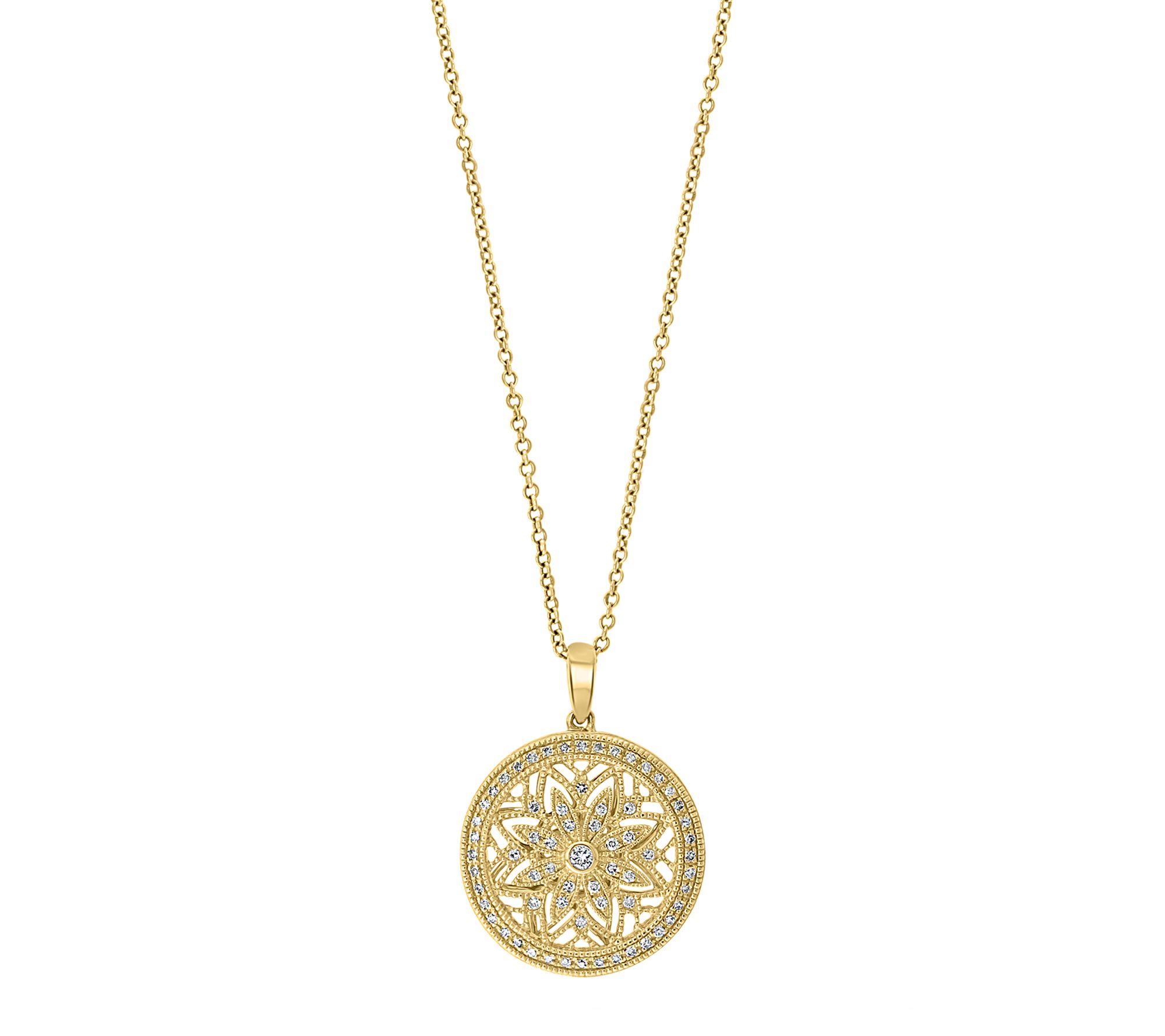 Effy Diamond Medallion Pendant w/ Chain, 14K Gold