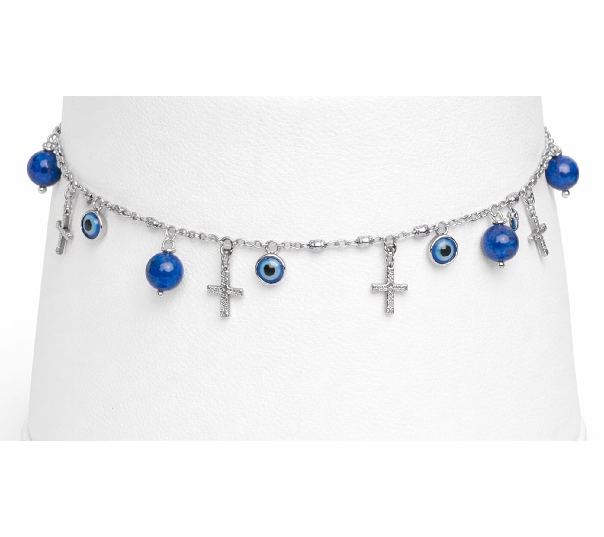Alkeme Sterling Lapis, Cross & Evil Eye Prote ct Me Bracelet