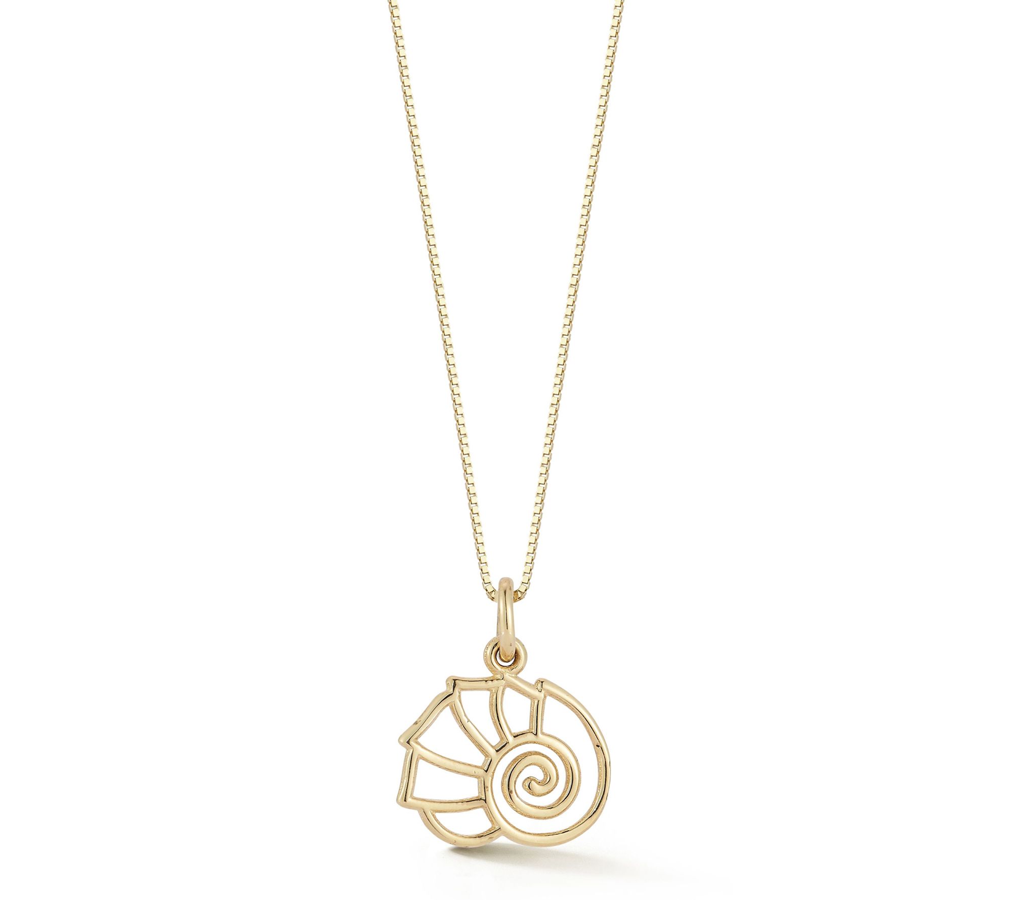 Italian Gold Shell Pendant w/ Chain, 14K