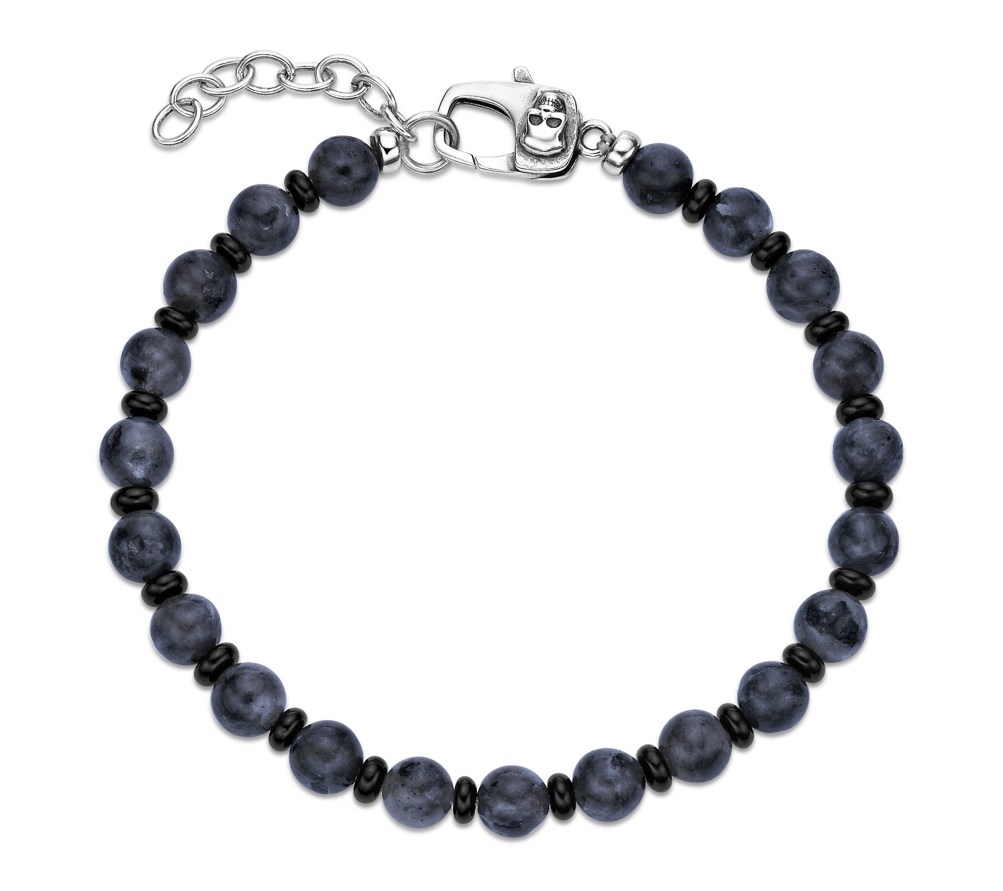LYNX Men's Sterling Black Labradorite & Black Agate Bracelet