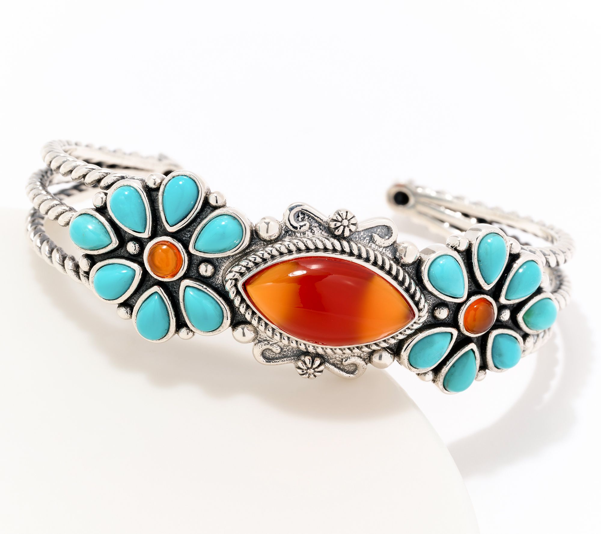 As Is American West Sterling Silver Turquoise Cluster Cuff