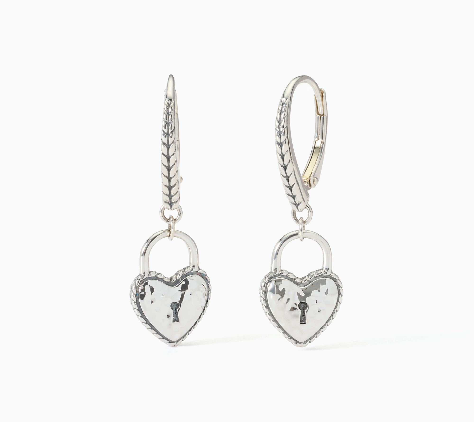JAI Sterling Silver Love Lock Leverback Earrings