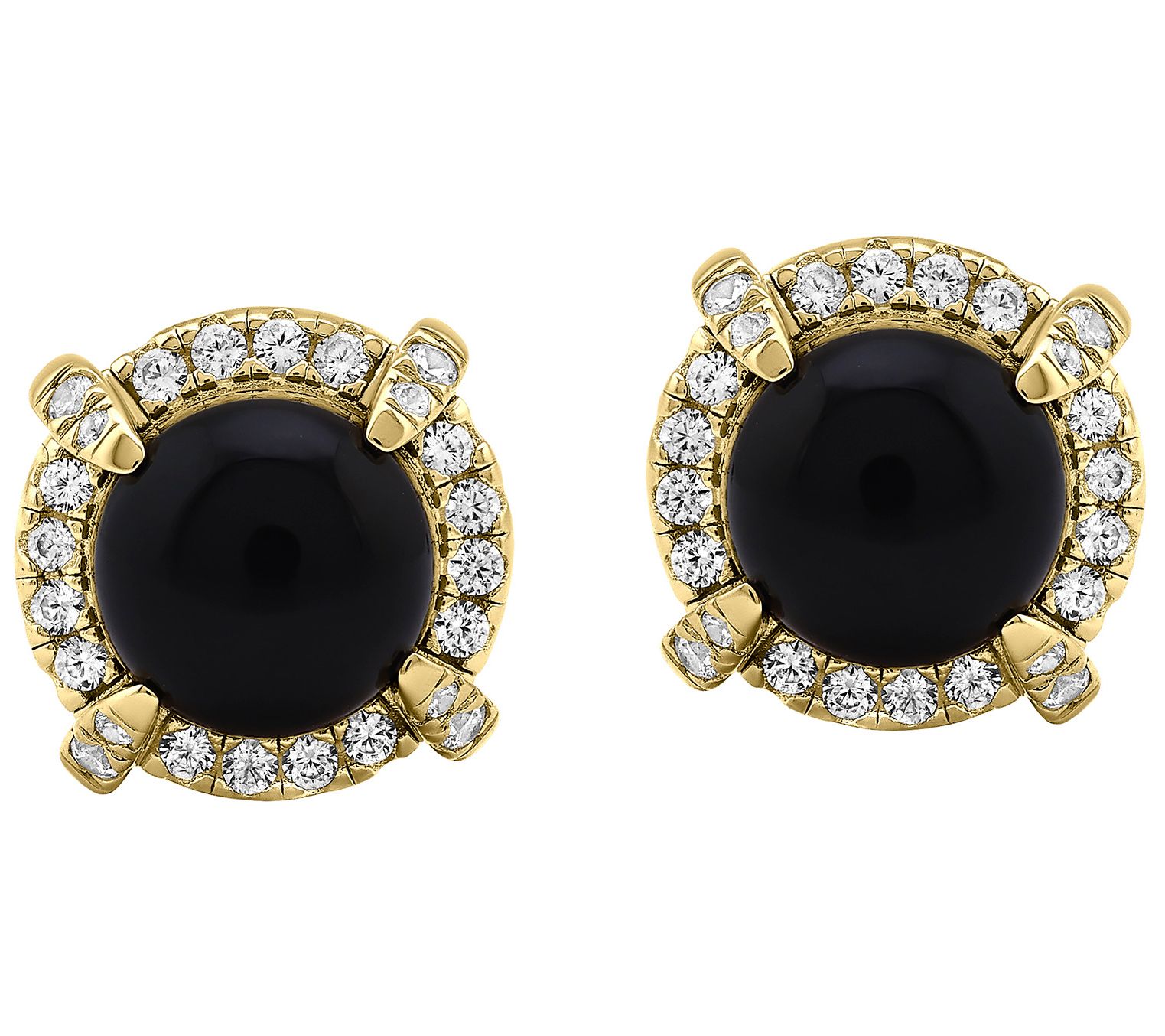 Christian James by Scott Grimes Onyx Halo Earrings, 14K Plated