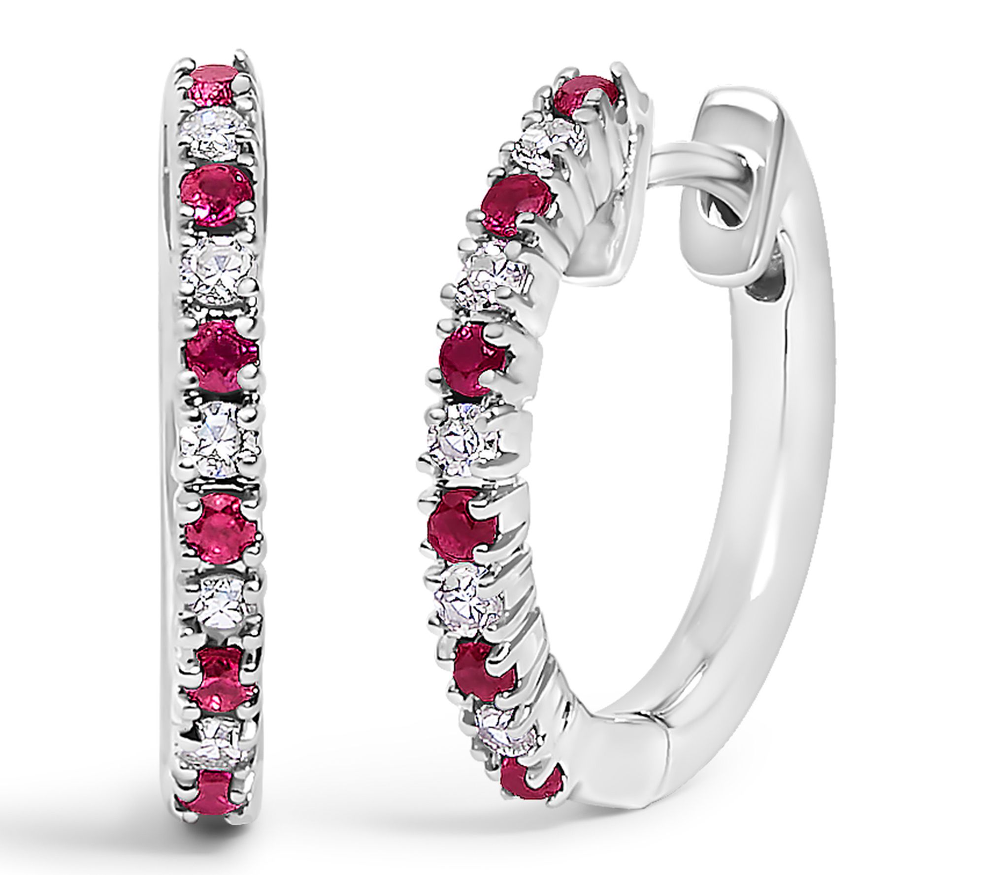 Haus of Brilliance Diamond & Red Ruby Hoop Earrings, 10K Gold
